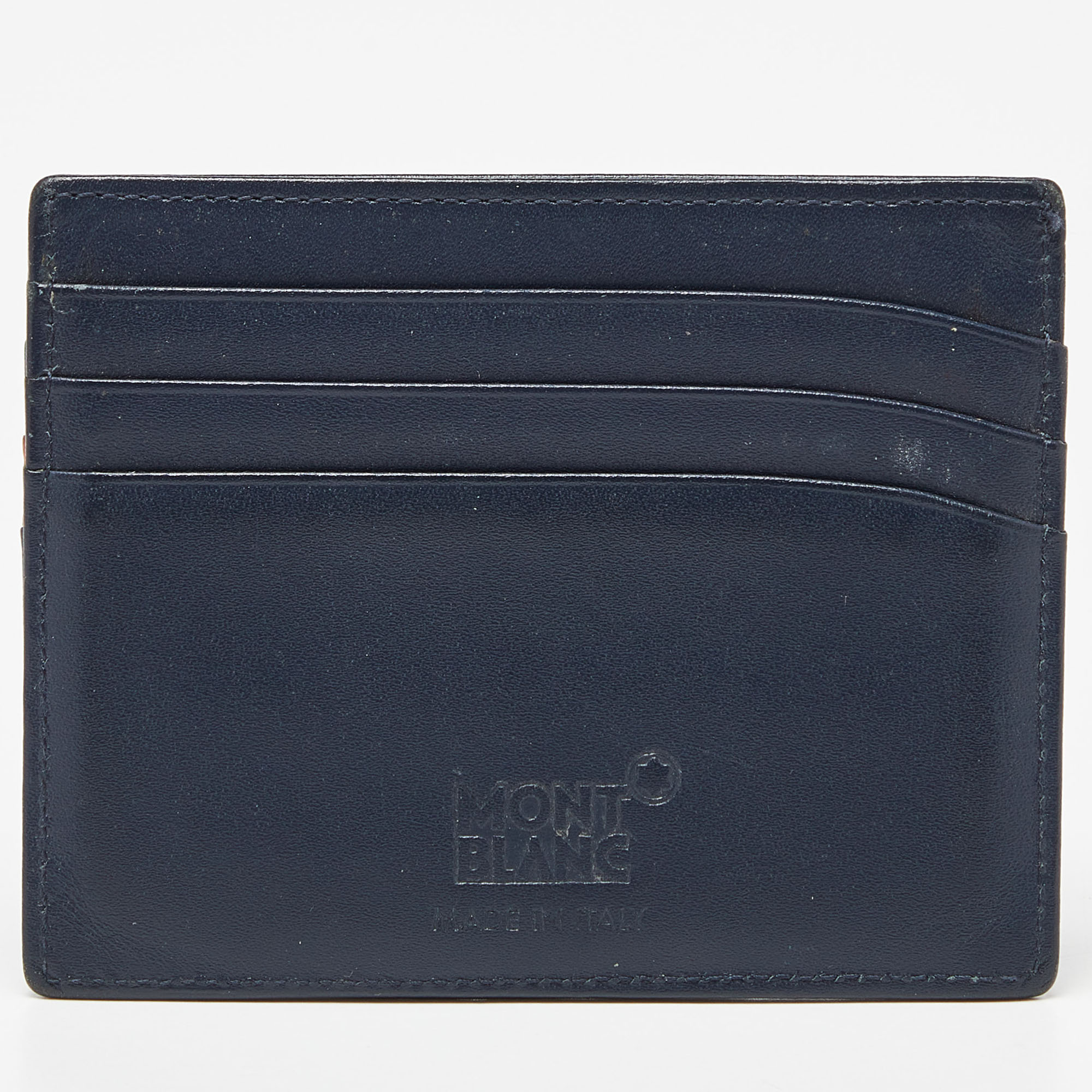 Montblanc Blue/Tan Leather Meisterstuck Card Holder 6CC