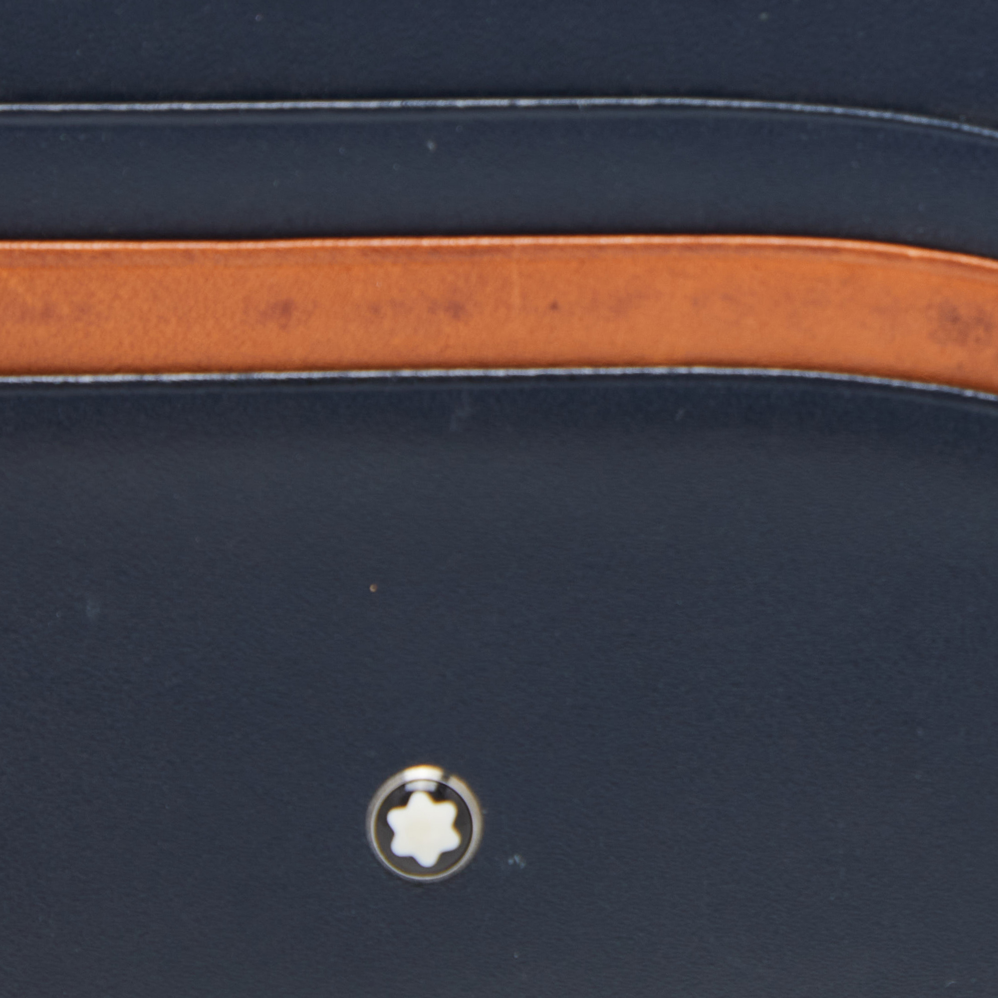 Montblanc Blue/Tan Leather Meisterstuck Card Holder 6CC