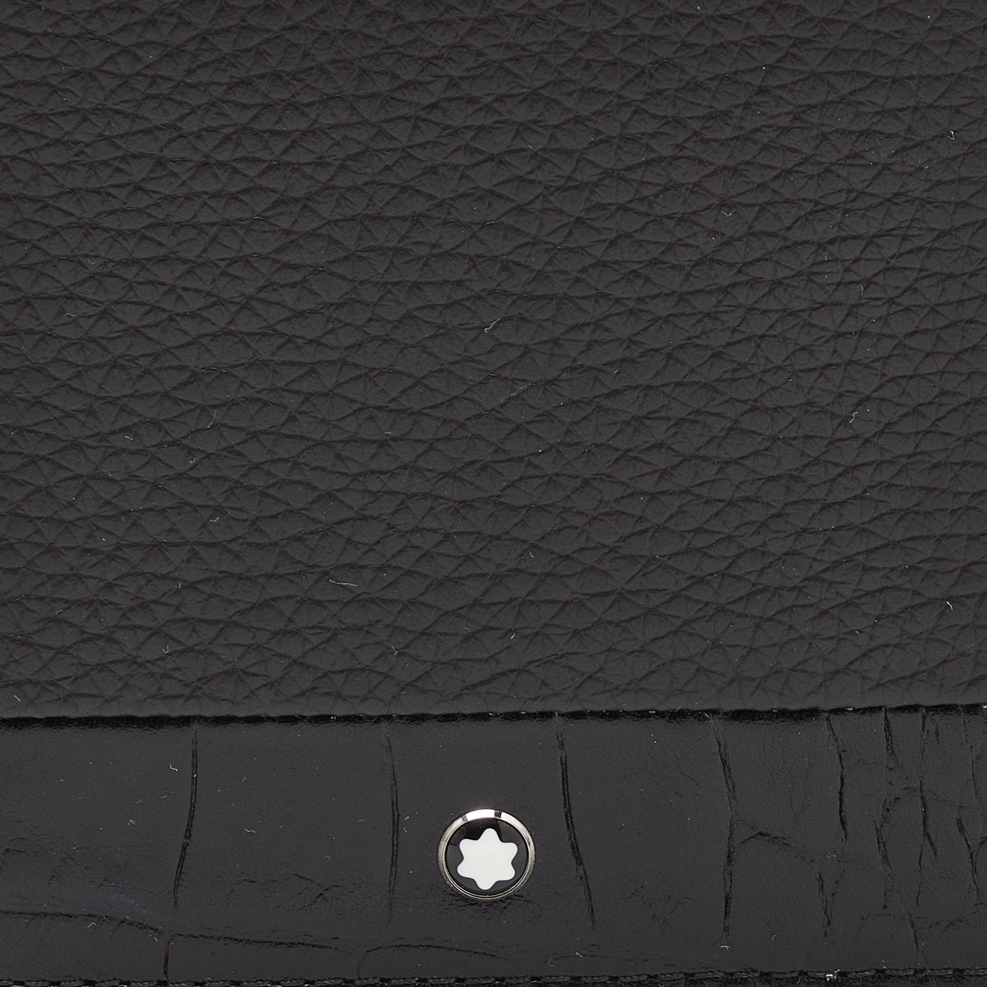 Montblanc Black Crocodile Embossed Leather And Leather Bifold Wallet