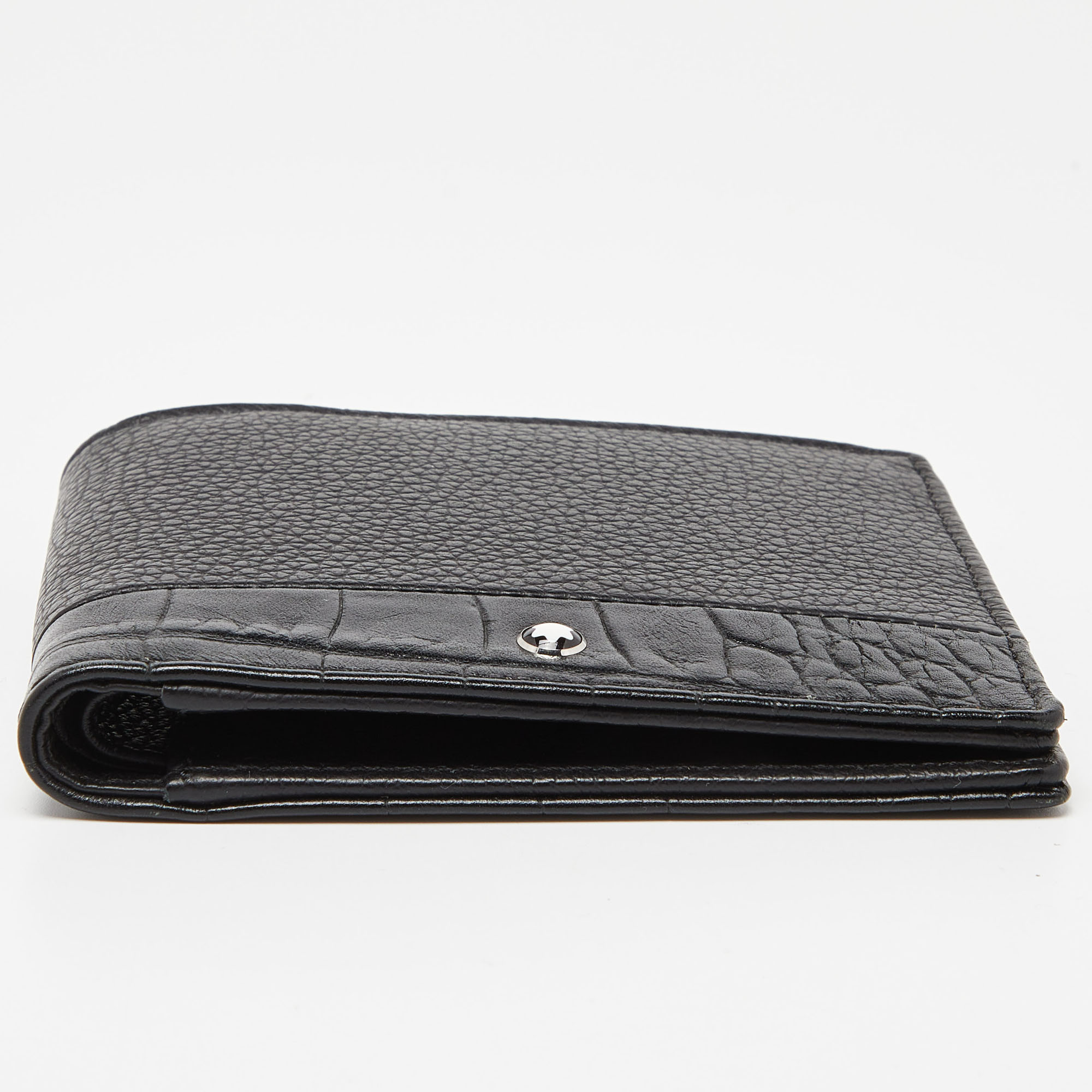 Montblanc Black Crocodile Embossed Leather And Leather Bifold Wallet