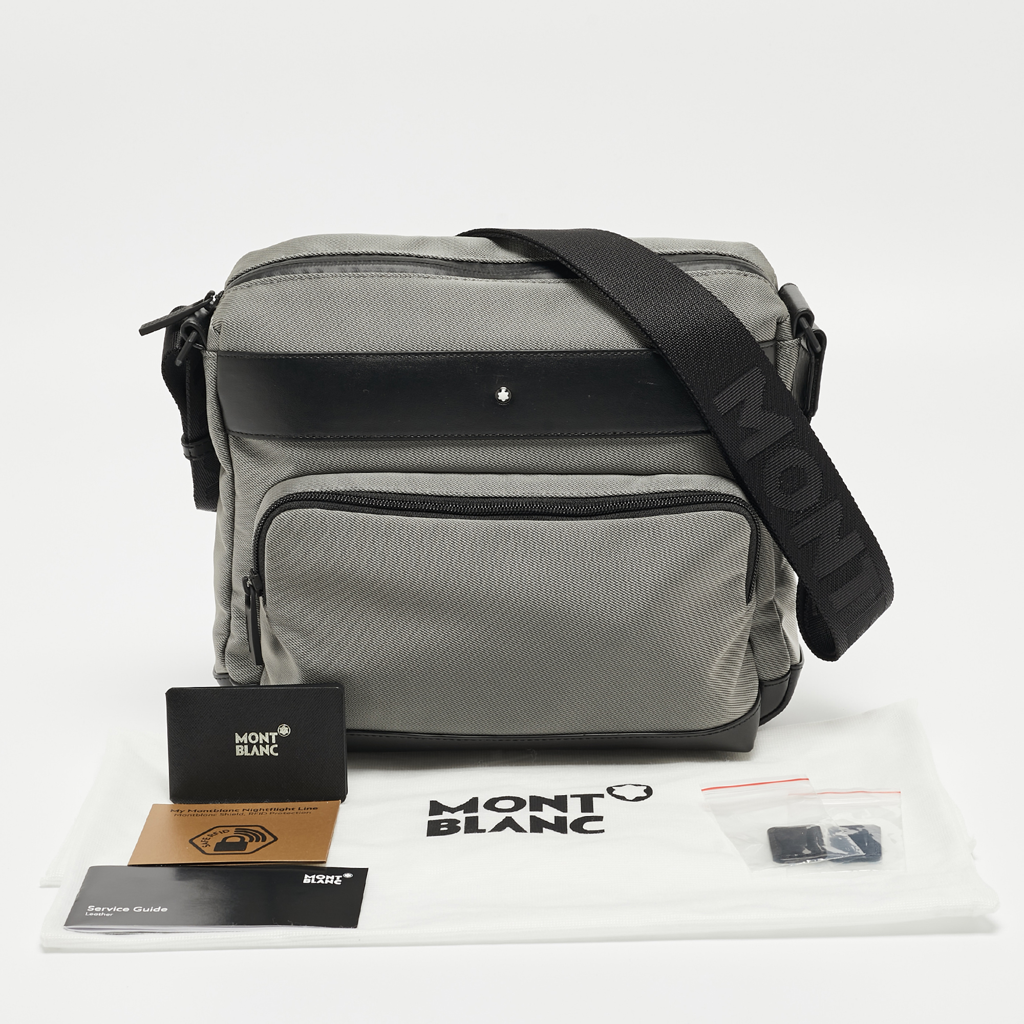 Montblanc Black/Grey Nylon Nightflight Messenger Bag