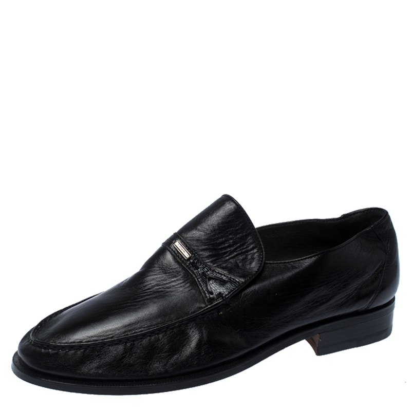 Image of Moreschi Black Leather Wide Loafers Size