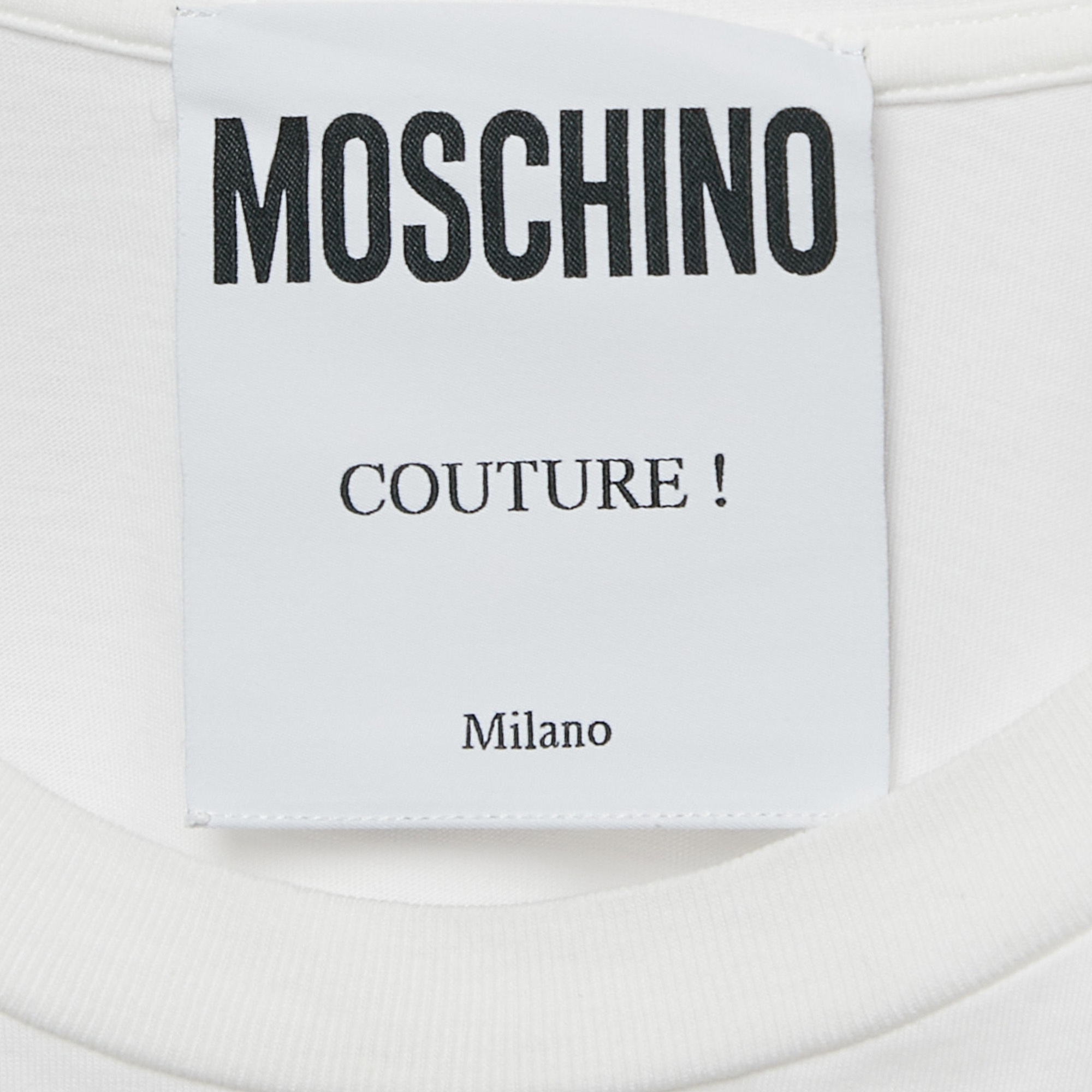 Moschino Couture White Logo Print Jersey Crew Neck T-Shirt M