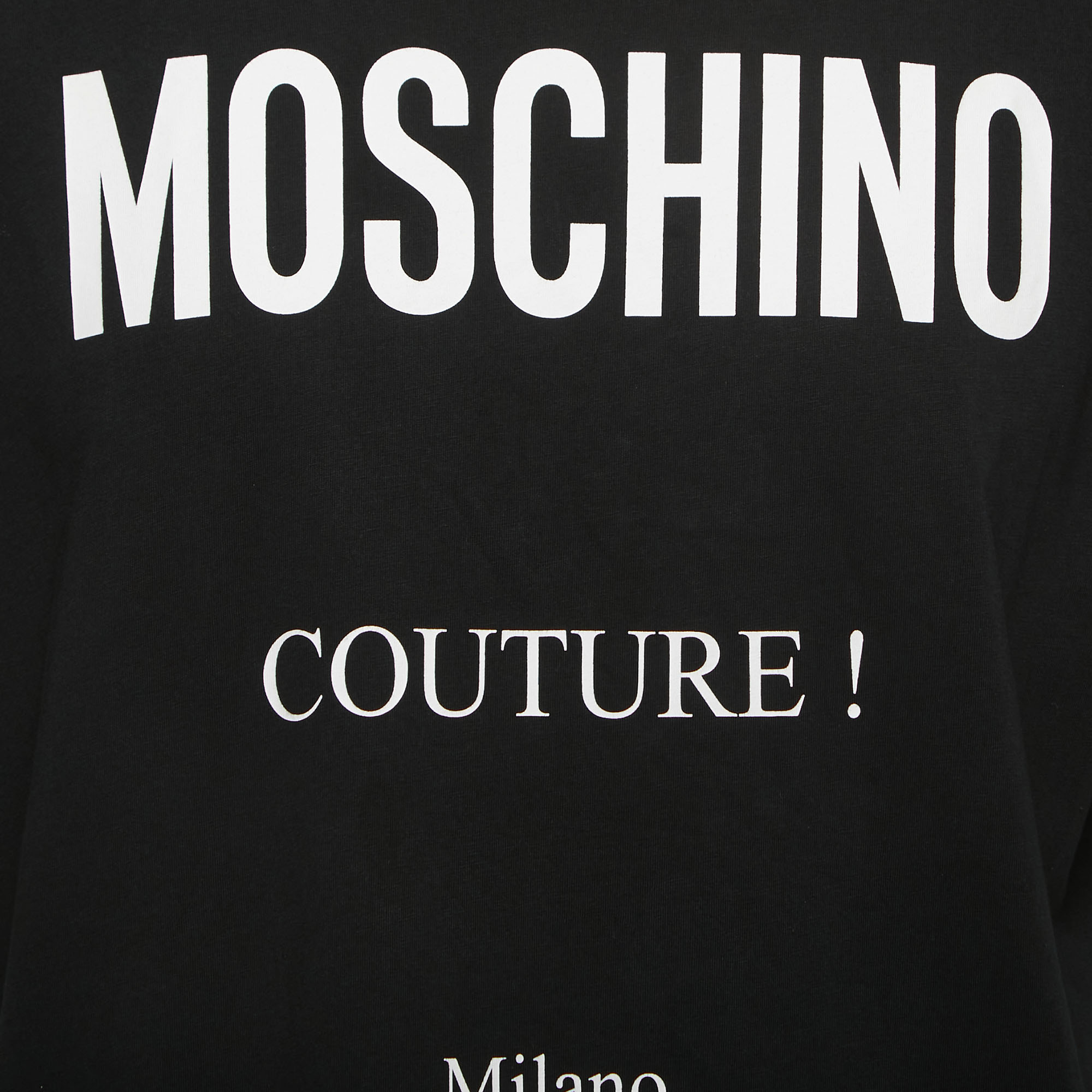 Moschino Couture Black Logo Print Cotton Crew Neck Half Sleeve T-Shirt M