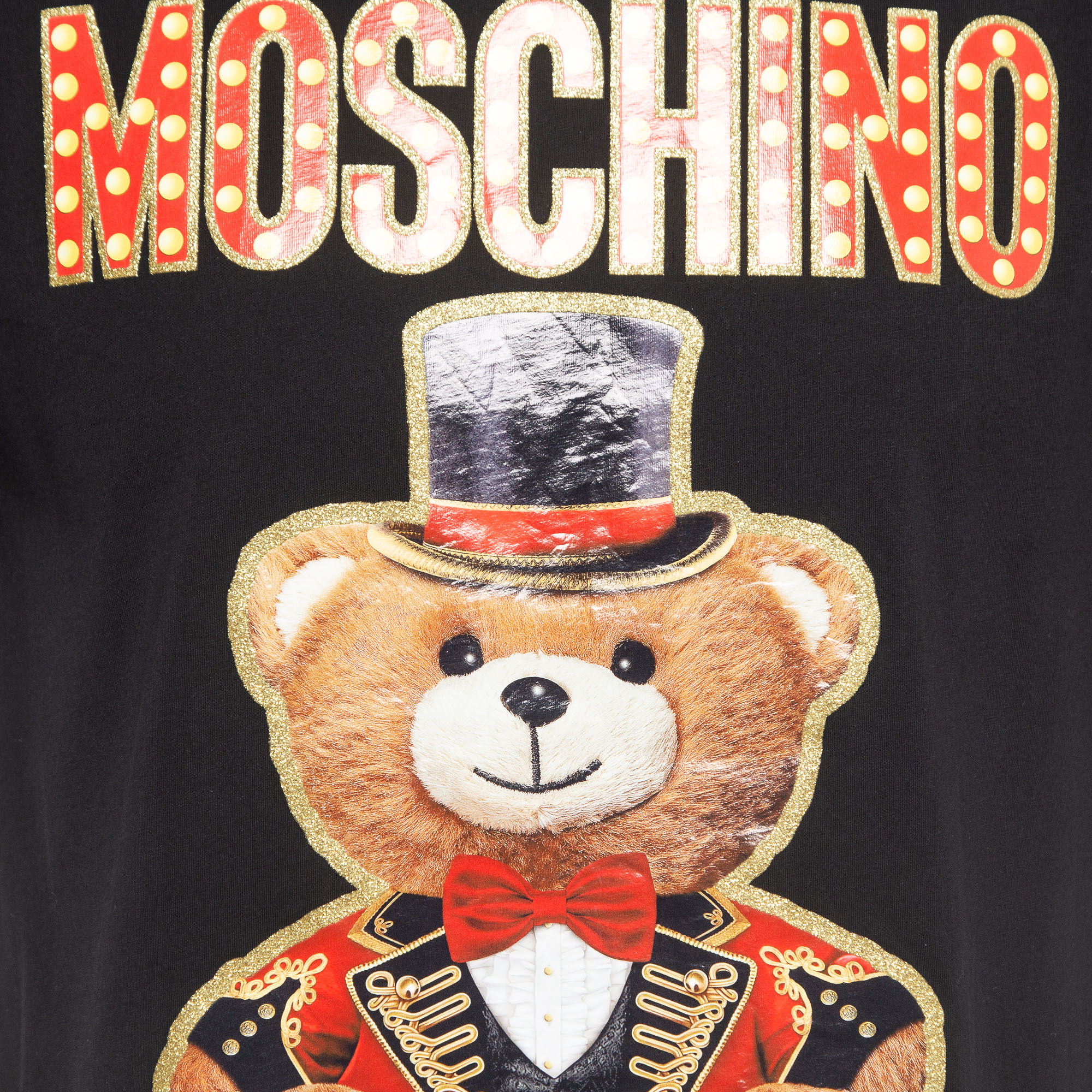 Moschino Couture Black Circus Teddy Printed Cotton T-Shirt L
