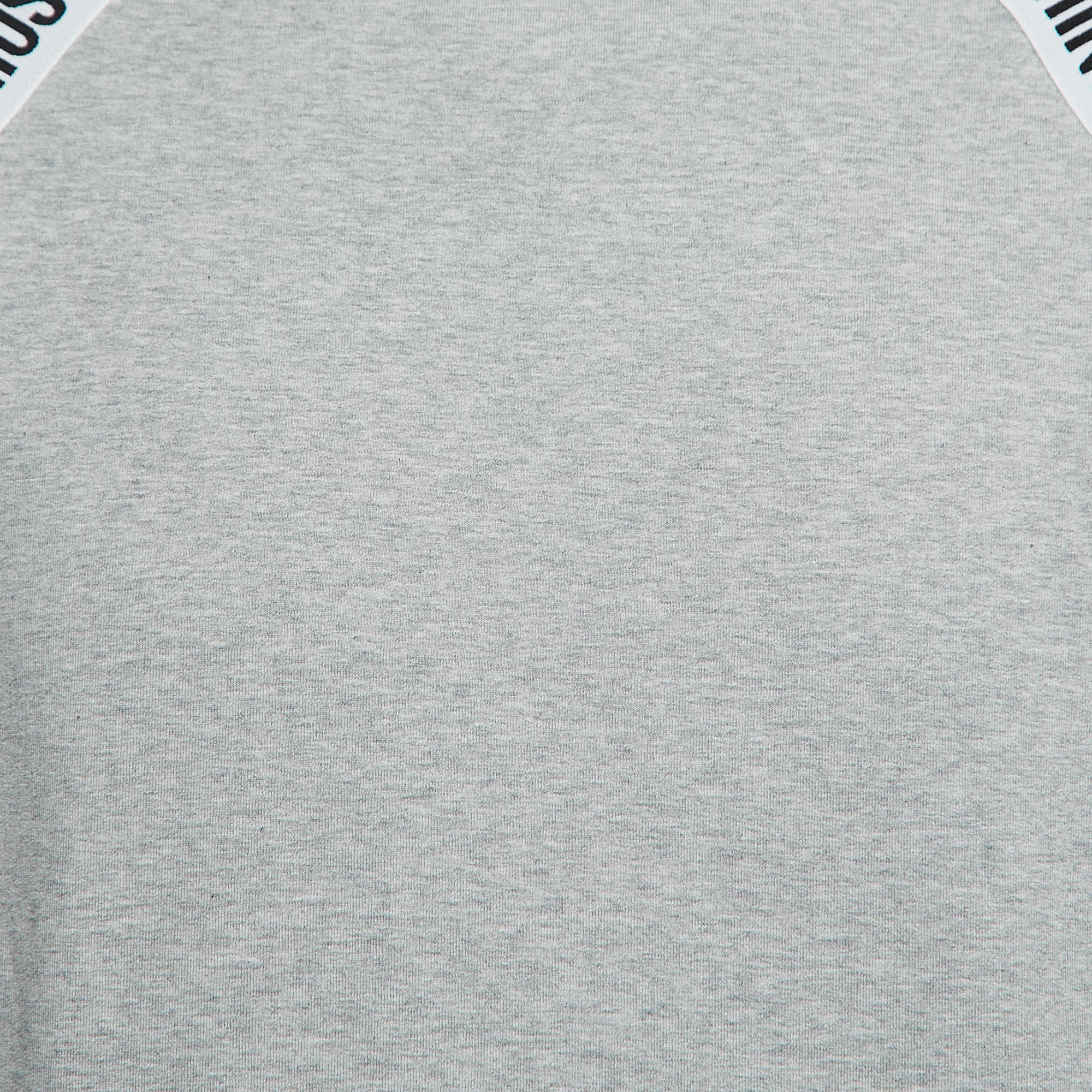 Moschino Underwear Grey Cotton Logo Tape Detail Crew Neck Sweatshirt M