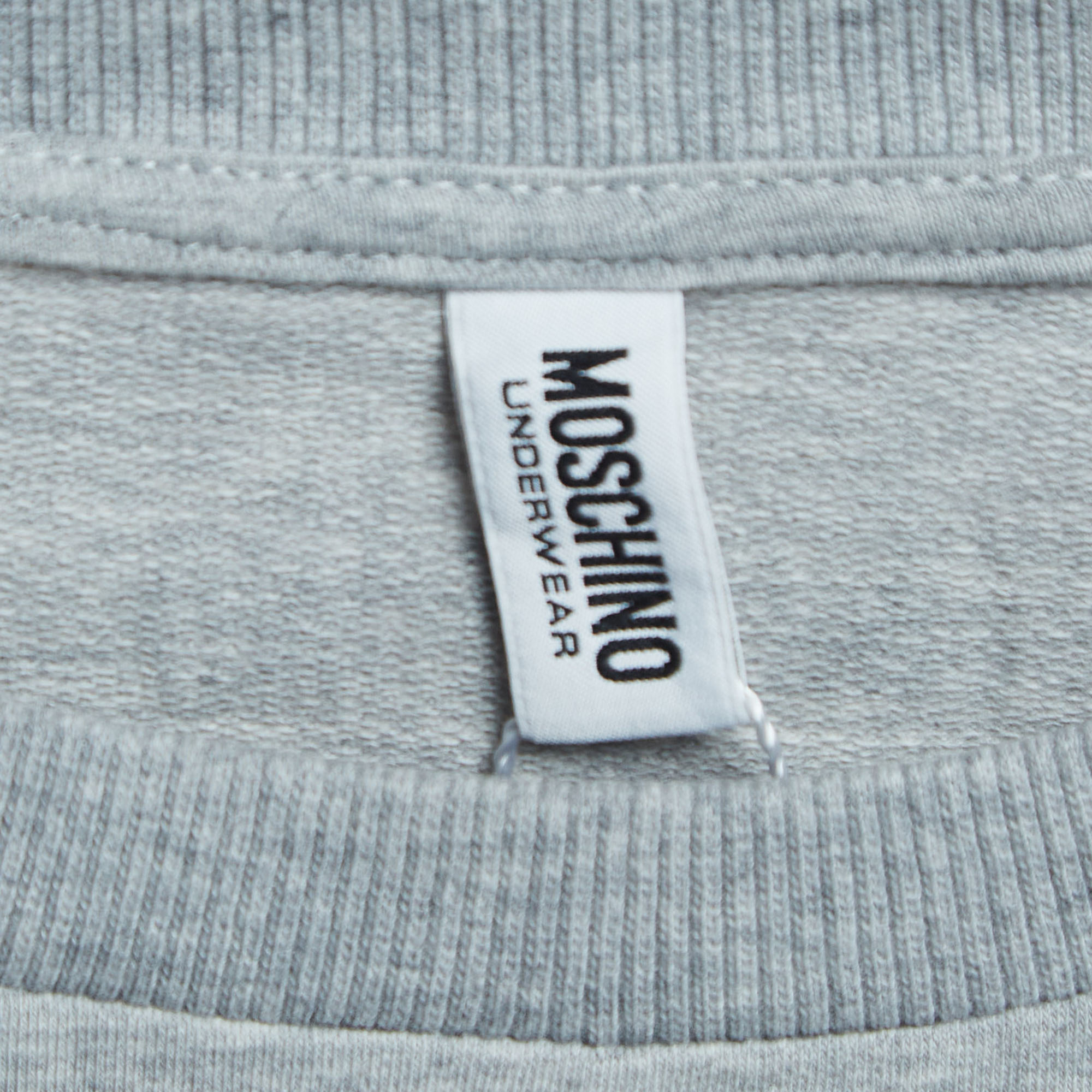 Moschino Underwear Grey Cotton Logo Tape Detail Crew Neck Sweatshirt S
