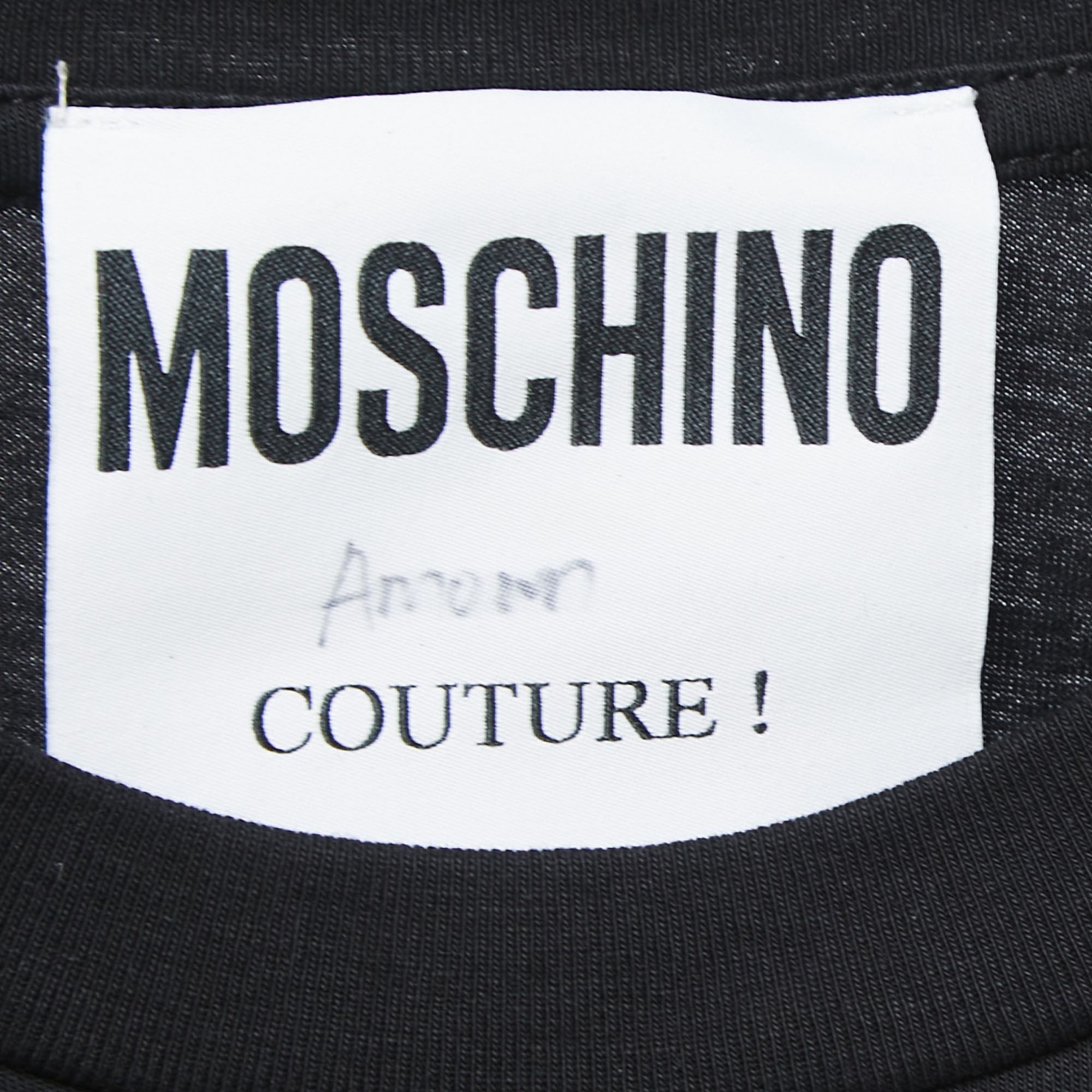 Moschino Black Logo Print Cotton Crew Neck Half Sleeve T-Shirt XS