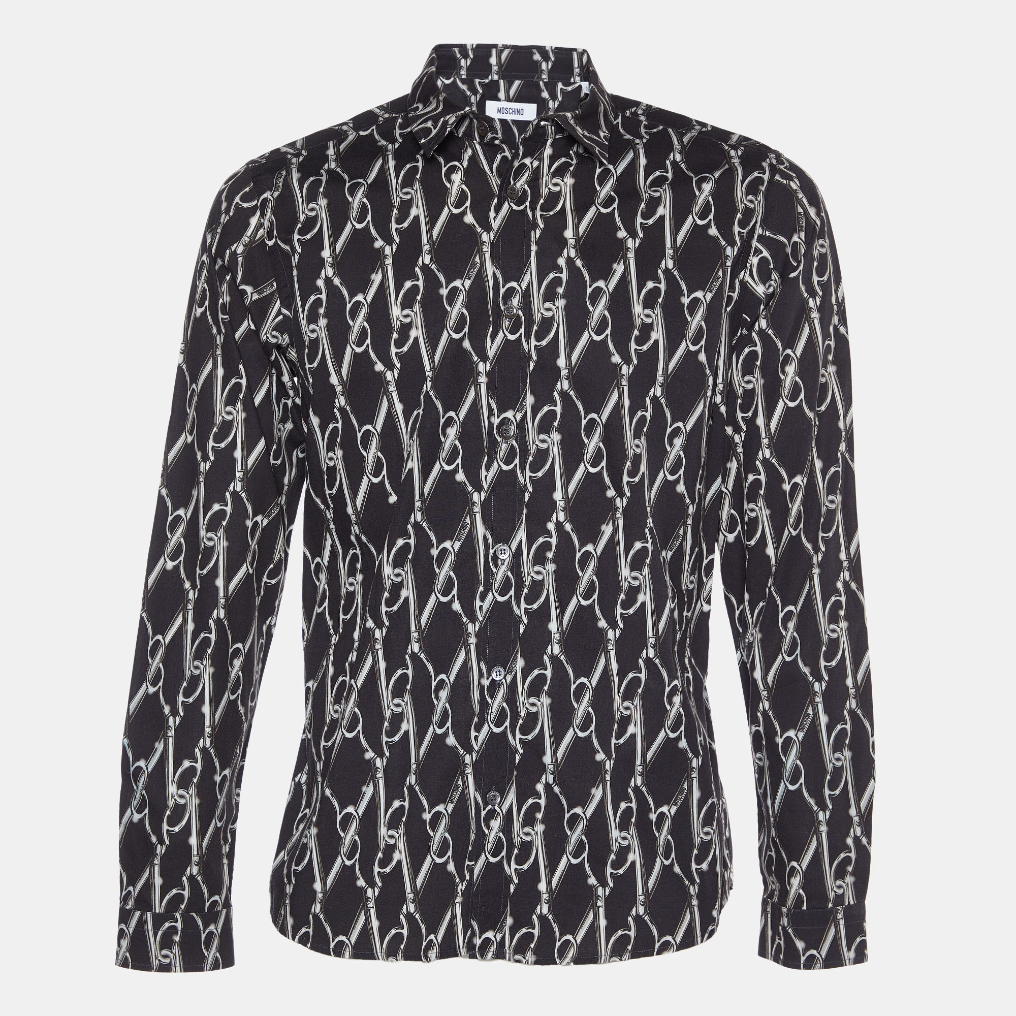 Moschino black scissors print cotton shirt m