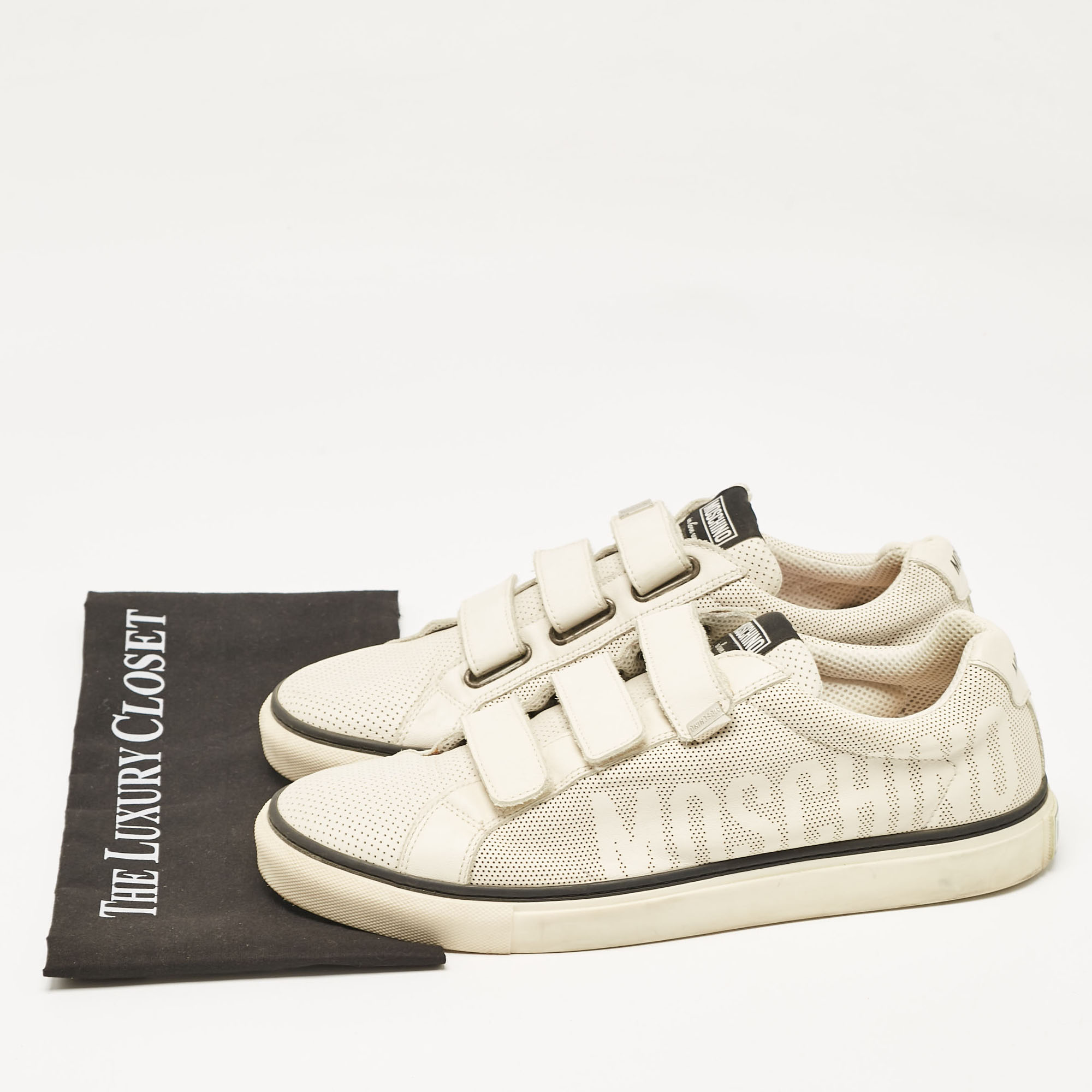 Moschino Cream Leather Slip On Sneakers Size 44