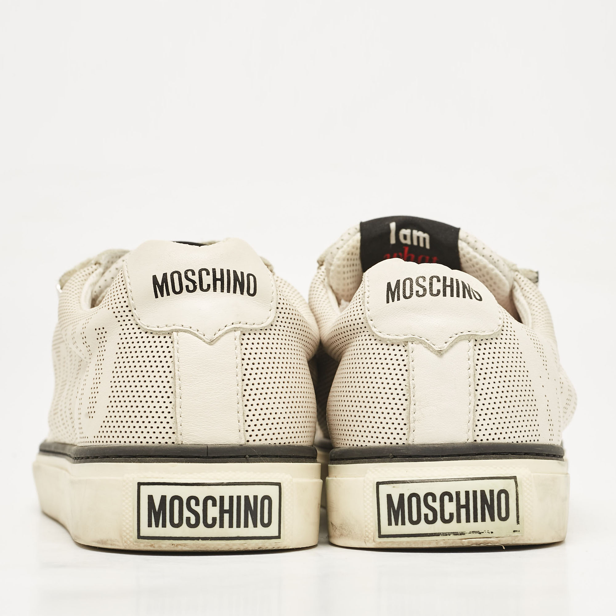 Moschino Cream Leather Slip On Sneakers Size 44