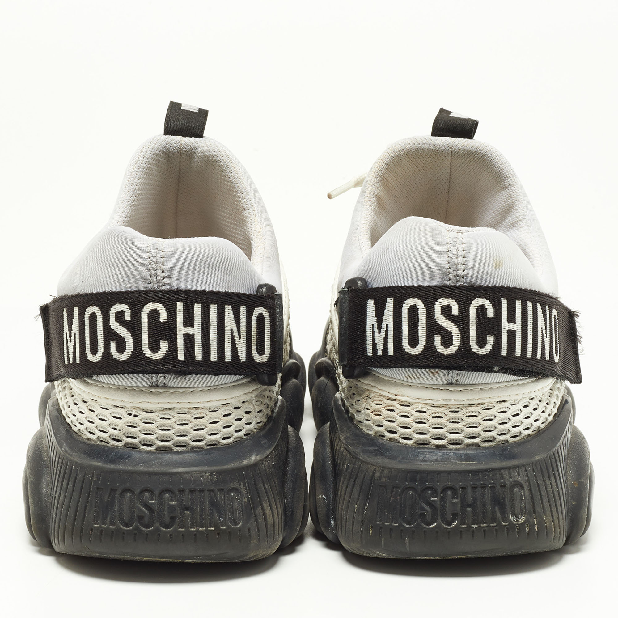 Moschino Black/White Mesh And Suede Low Top Sneakers Size 43