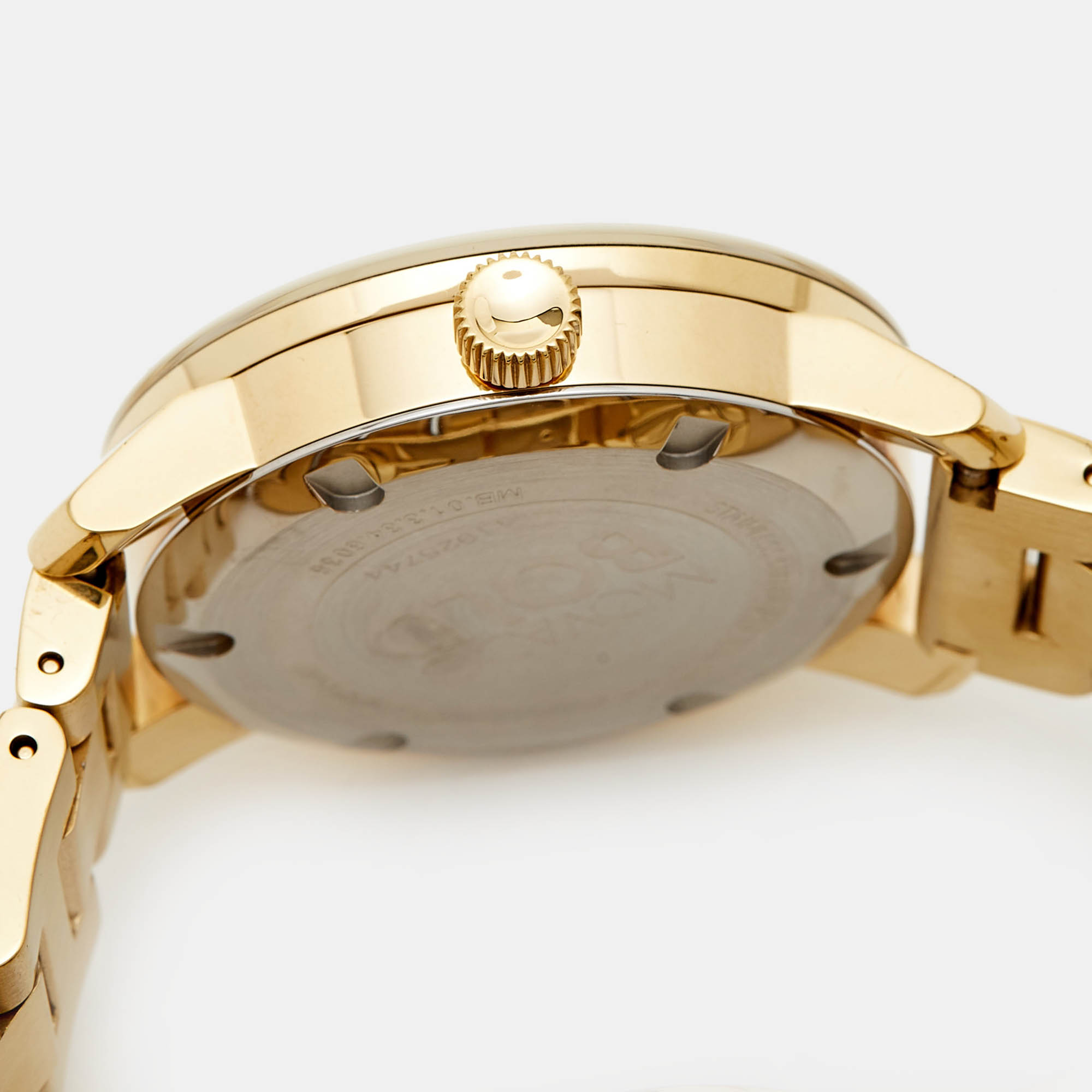 Movado Champagne Gold Plated Stainless Steel Bold MB.01.3.34.6038 Men's Wristwatch 36 Mm