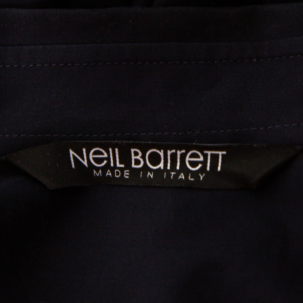 Neil Barrett Navy Blue Cotton Loose Blouson Fit Button Front Shirt M