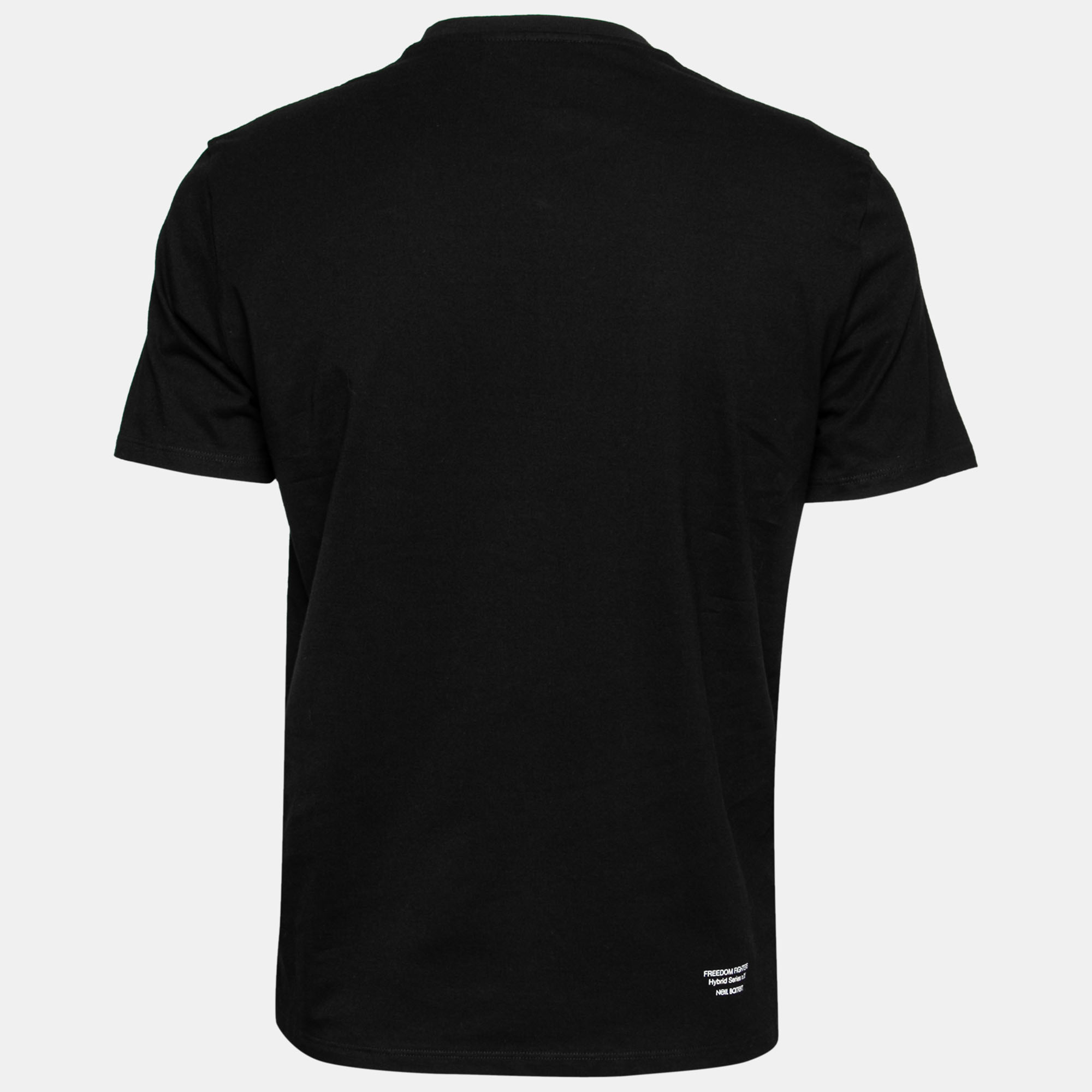 

Neil Barrett Black Split Fighter Print Cotton T-Shirt