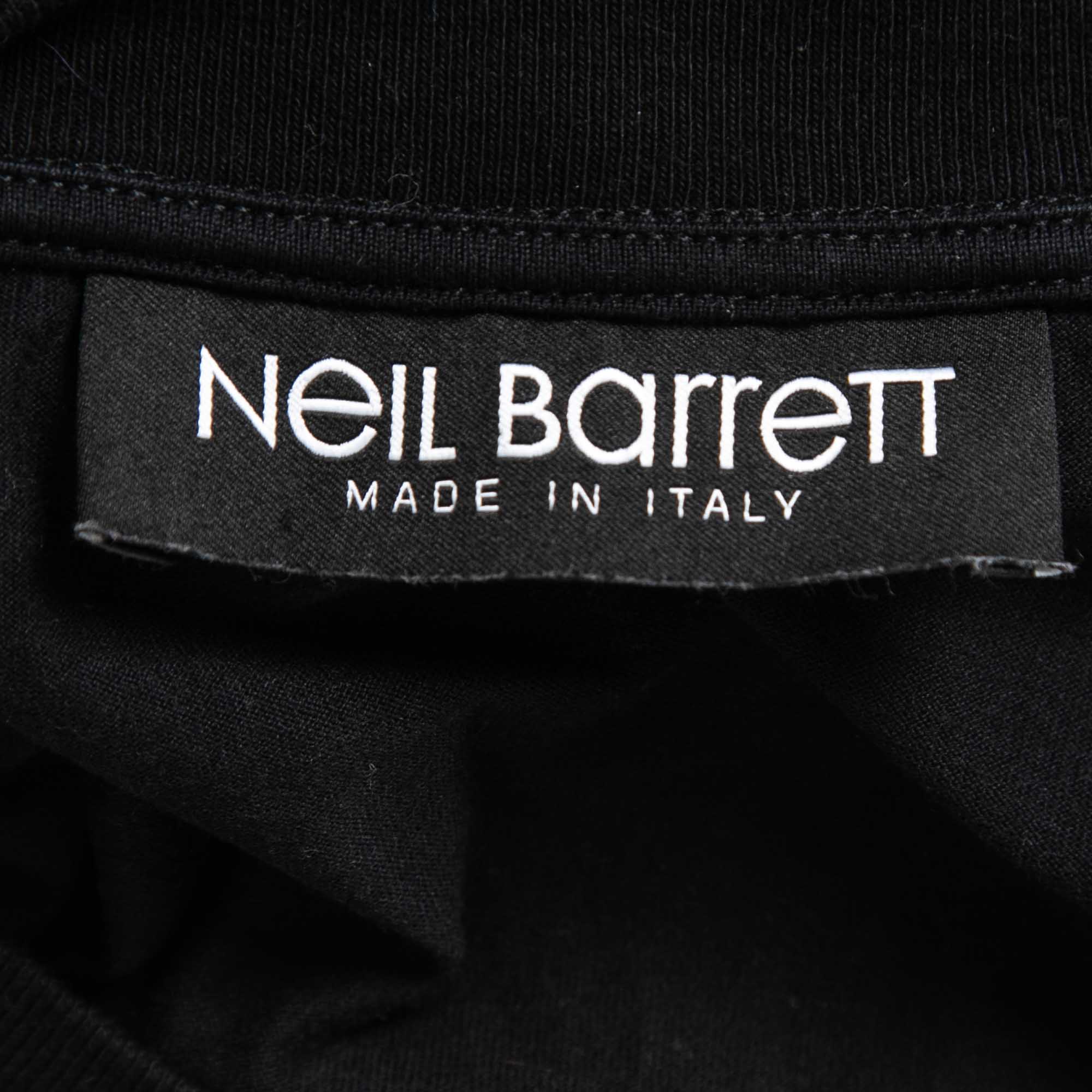 Neil Barrett Black Zeus Rider Print Cotton T-Shirt M