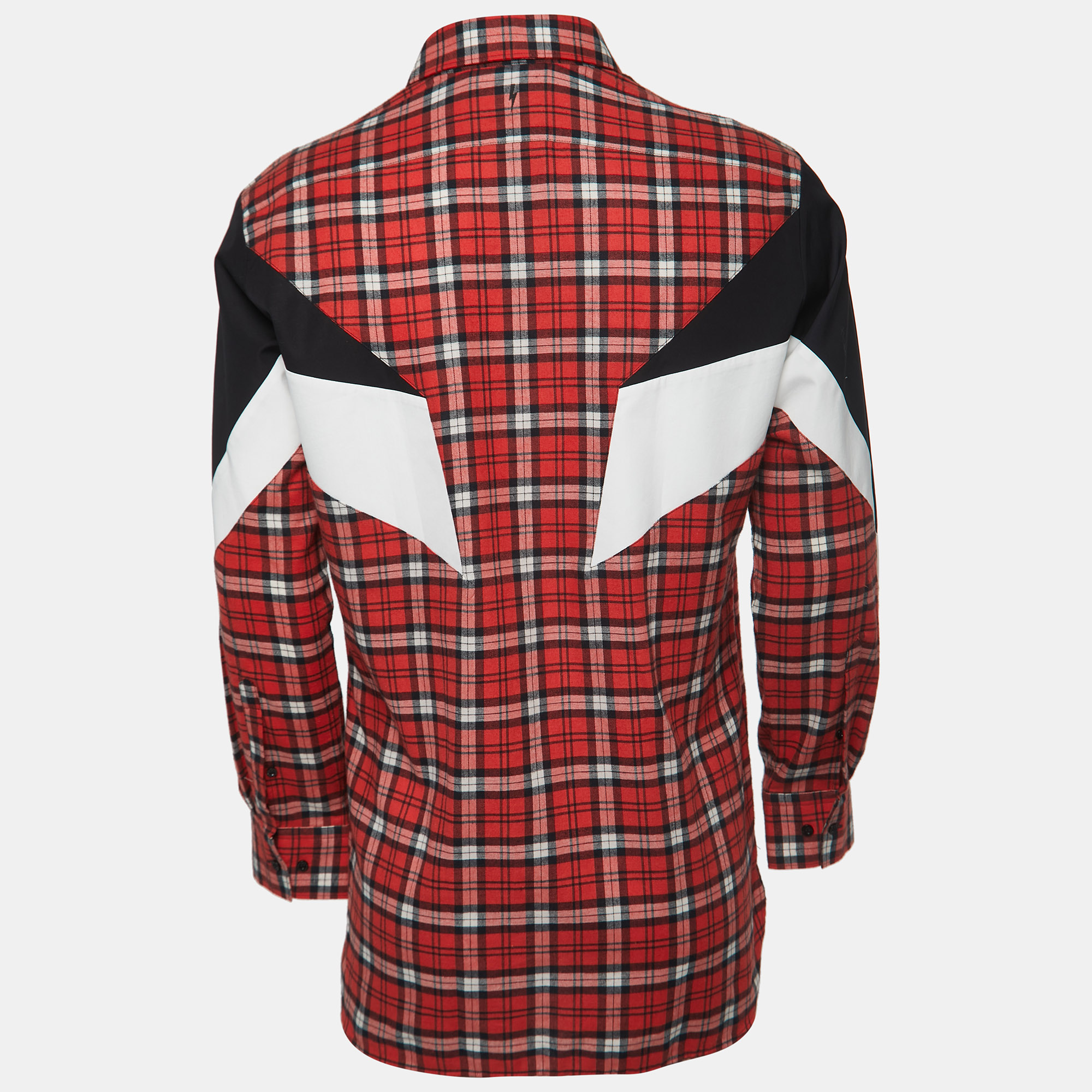 

Neil Barrett Red/Black Plaid Brushed Cotton Button Front Full Sleeve Shirt