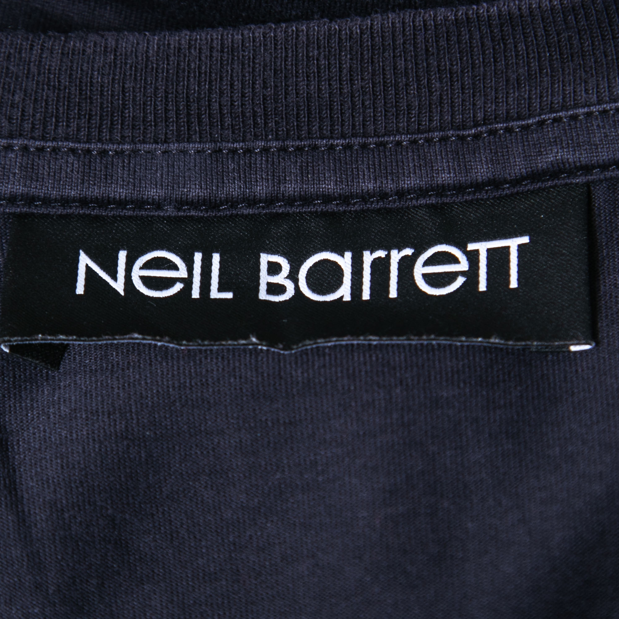 Neil Barrett Navy Blue Lightning Bolt Print Cotton Slim Fit T-Shirt S