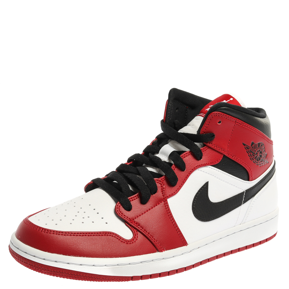 Image of Air Jordan  Mid Nike Tricolor Leather Chicago High Top Sneakers Size