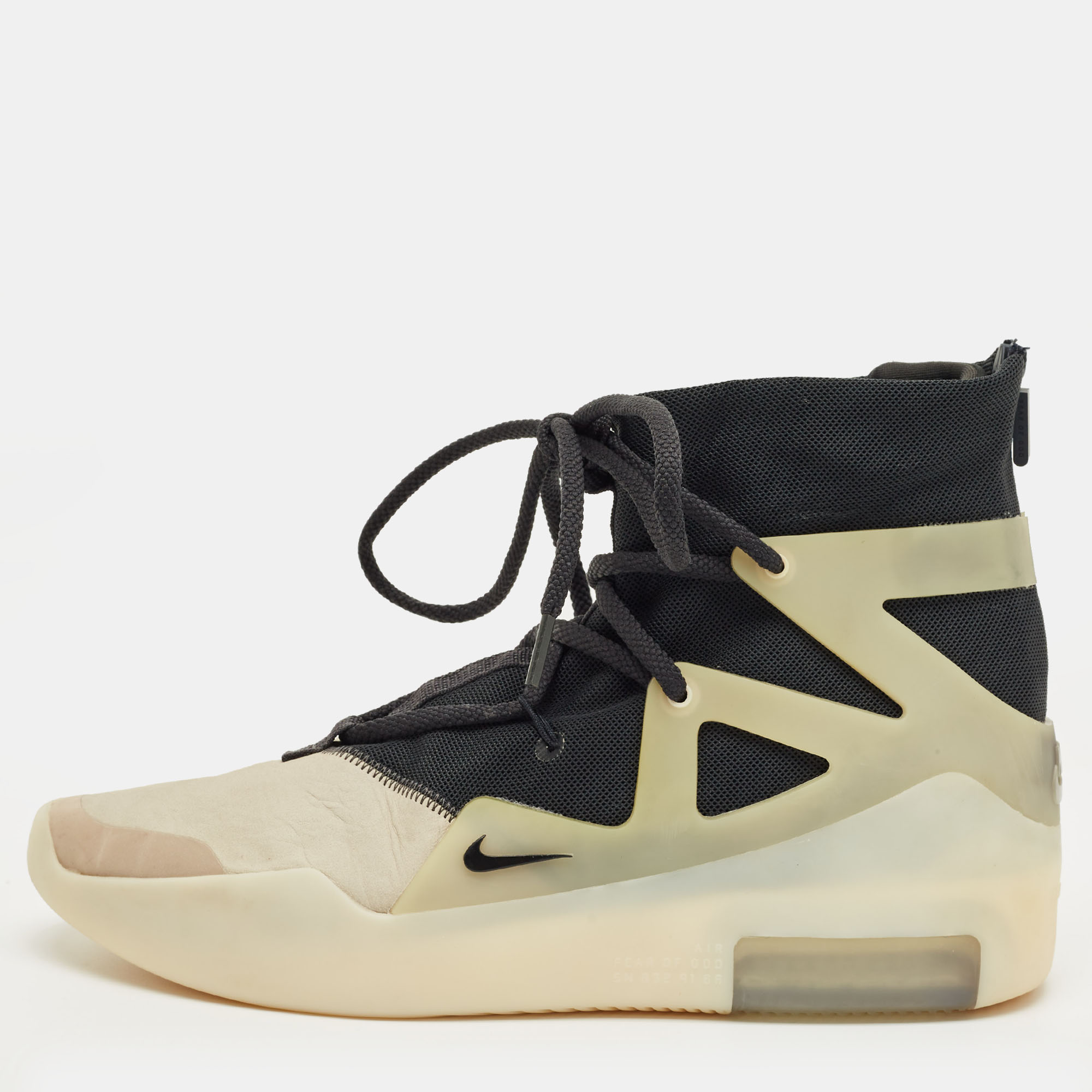 Nike Air X Fear Of God Black/Grey Leather And Mesh Basketball High Top Sneakers Size 
Nike Air X Fear Of God Black/Grey Leather And Mesh Basketball High Top Sneakers Size