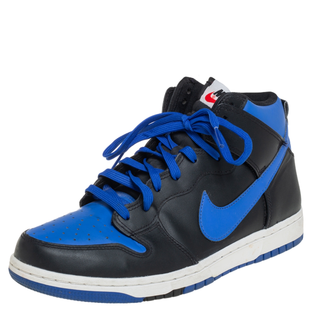 Nike Blue/Black Leather Dunk High CMFT Sneakers Size 41