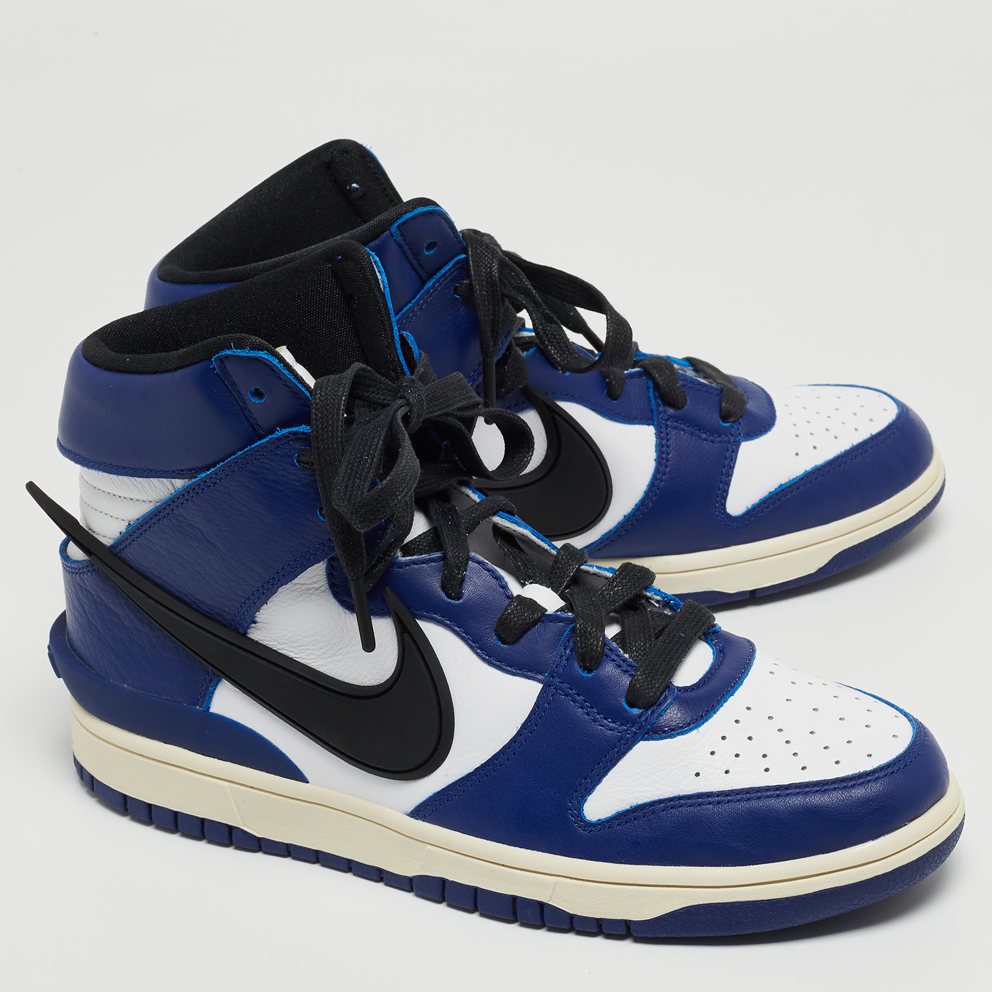 Nike X Ambush Blue/White Leather Dunk High Deep Royal Sneakers Size 42