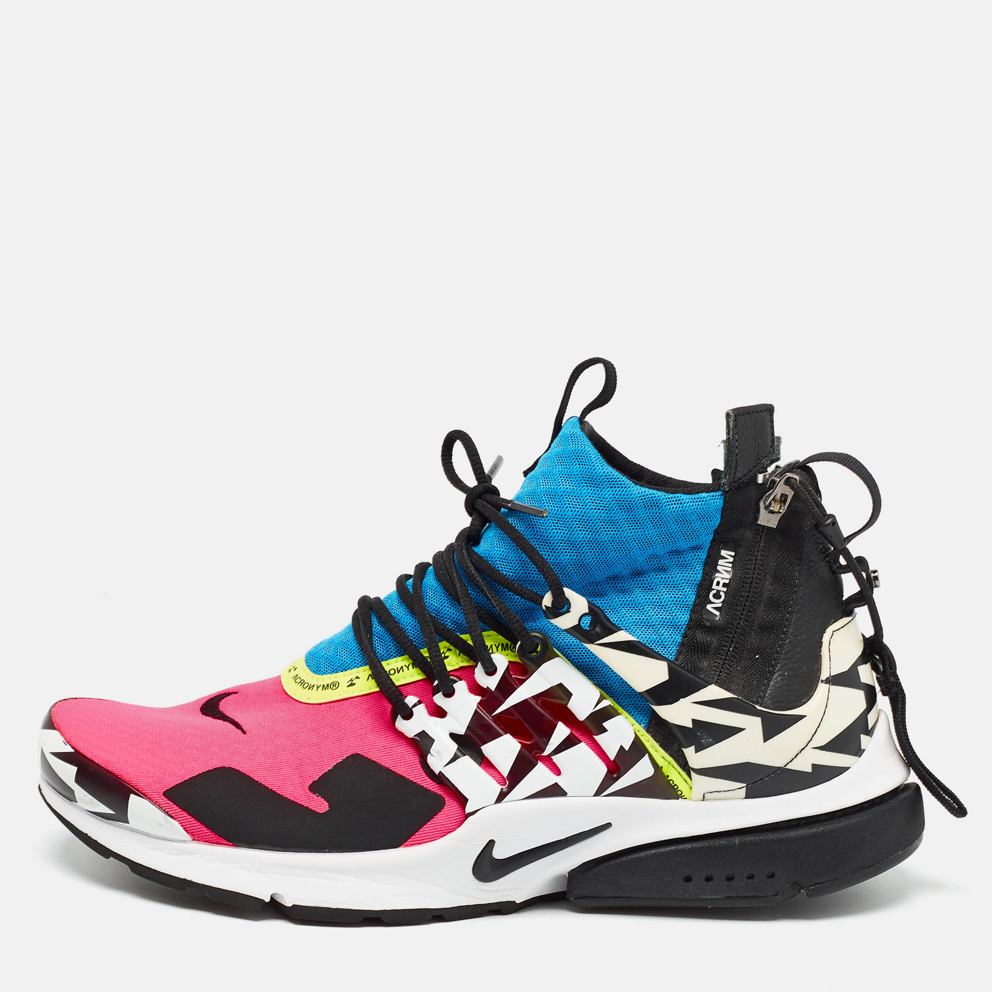 Nike acronym x air presto multicolor fabric and leather mid racer sneakers size 45