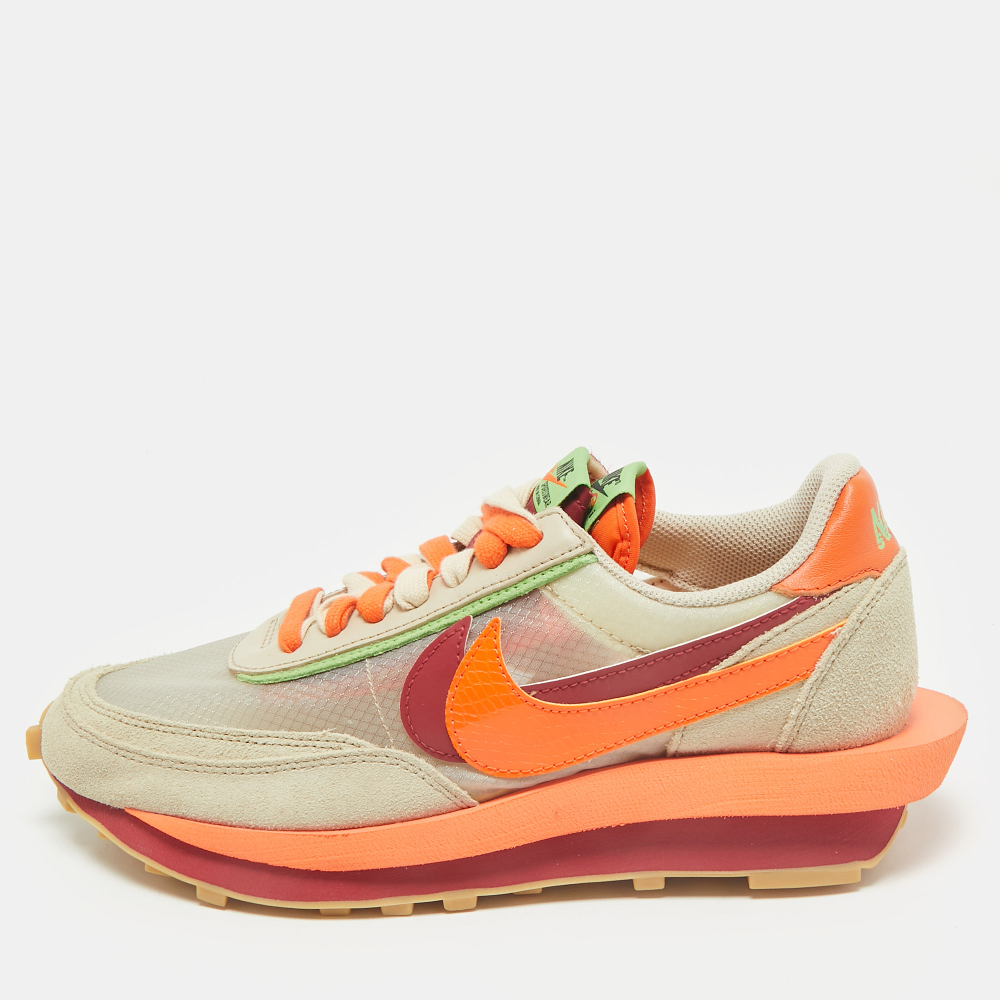 Nike x Sacai Multicolor Suede and Mesh LD Waffle CLOT Kiss of Death Orange Blaze Sneakers Size 42.5
Nike x Sacai Multicolor Suede and Mesh LD Waffle CLOT Kiss of Death Orange Blaze Sneakers Size 42.5