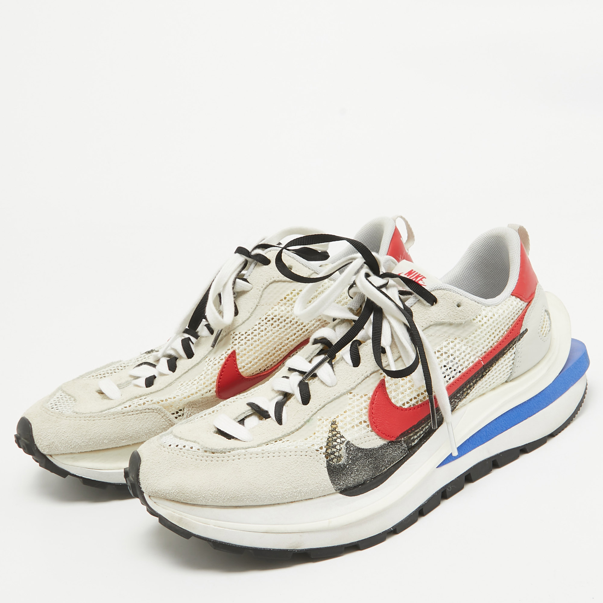 Nike X Sacai Multicolor Leather And Fabric Vaporwaffle Sesame Blue Void Sneakers Size 46