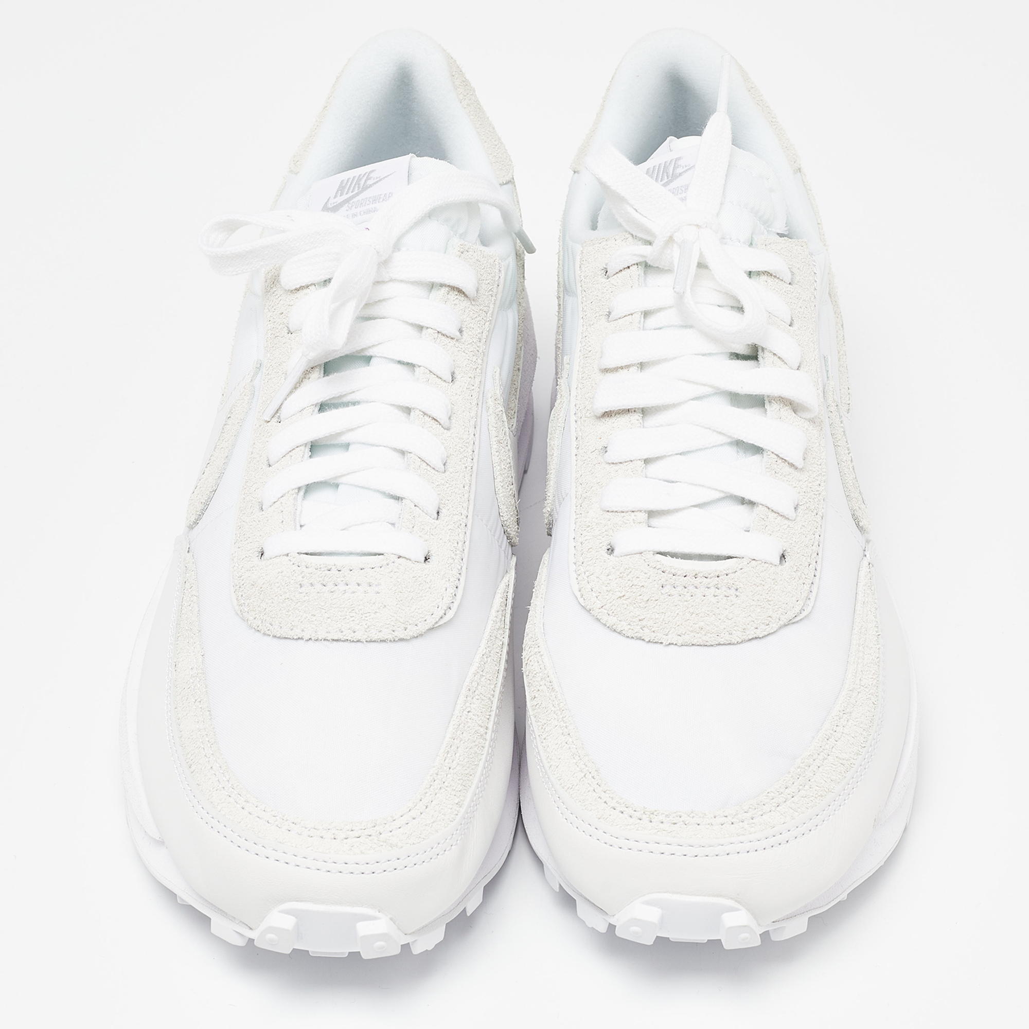 Nike X Sacai White Suede,Leather And Nylon LD Waffle Sneakers Size 46