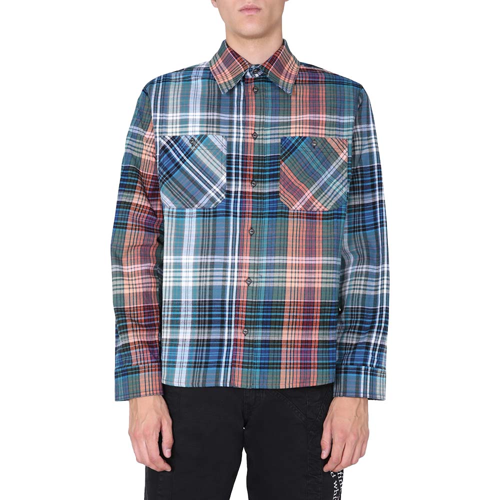 Image of Off-White Blue Flannel Shirt Size M