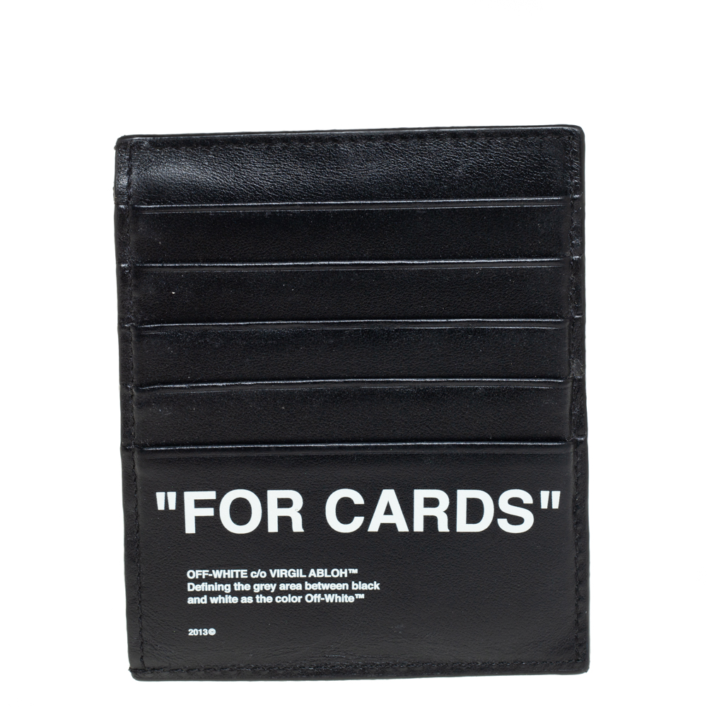 Off White Black Leather For Cards Holder