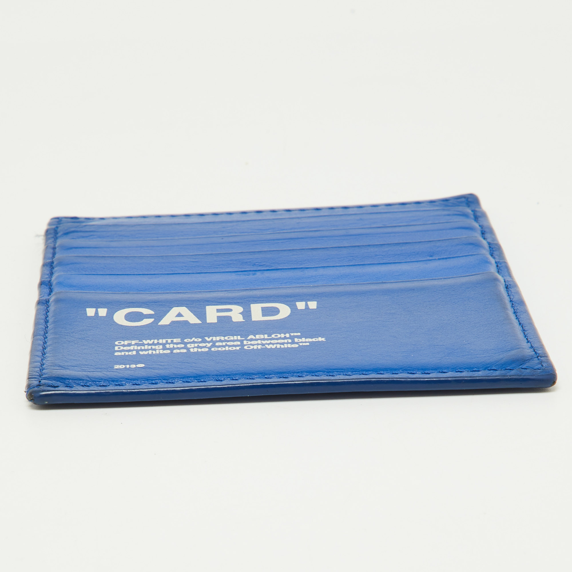 Off White Blue Leather For Cards Holder