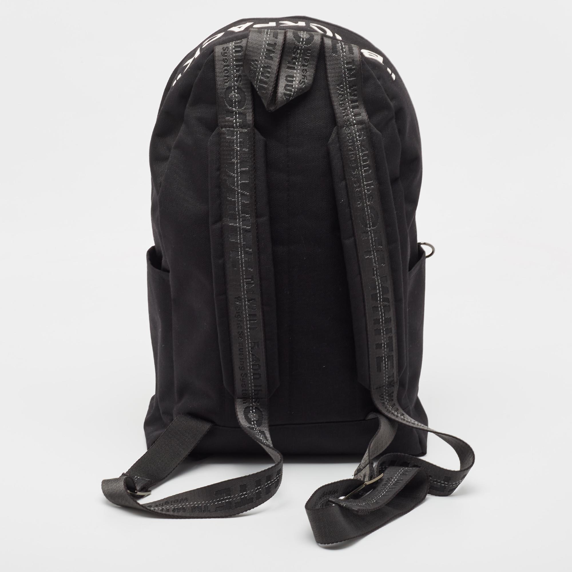Off-White Black Canvas Quote Backpack