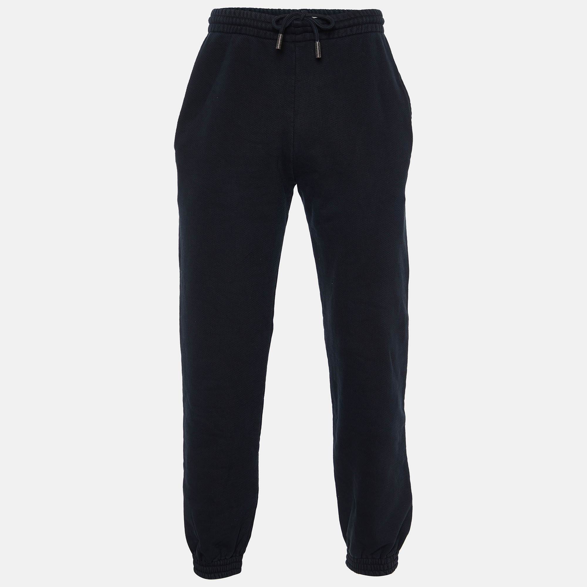Off-white black printed cotton jogger pants m
