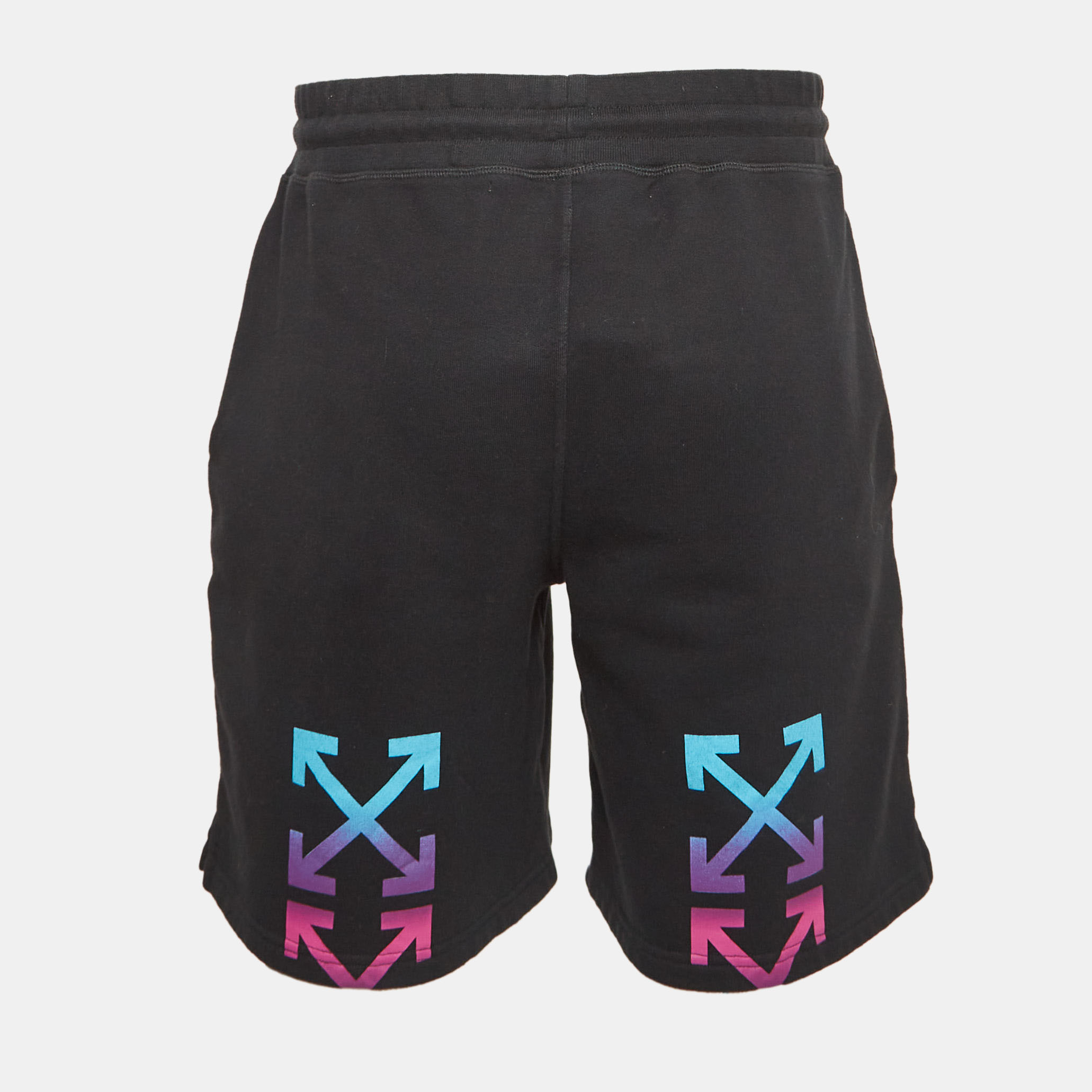 Off-White Black Printed Cotton Knit Shorts L