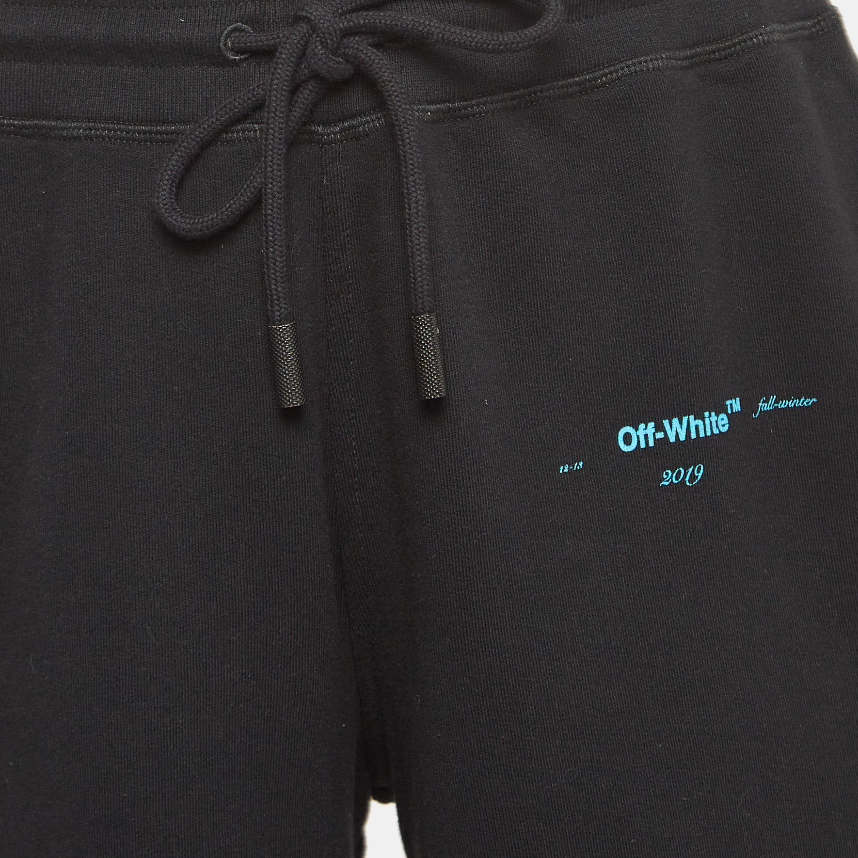 Off-White Black Printed Cotton Knit Shorts L