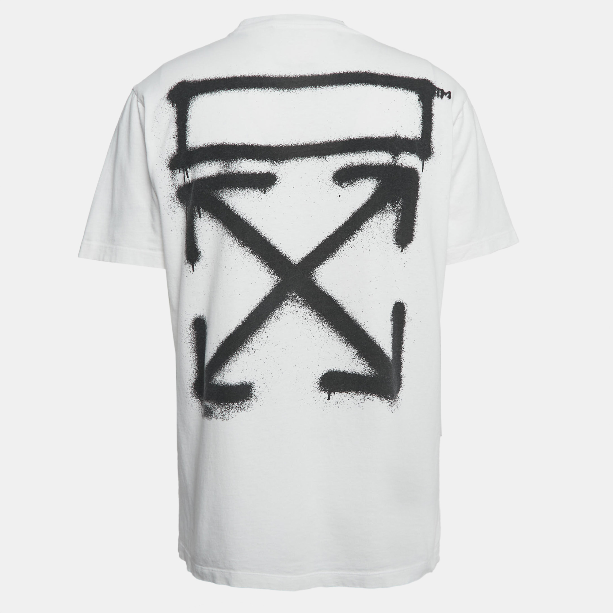 Off-White White Logo Print Jersey Crew Neck  T-Shirt L