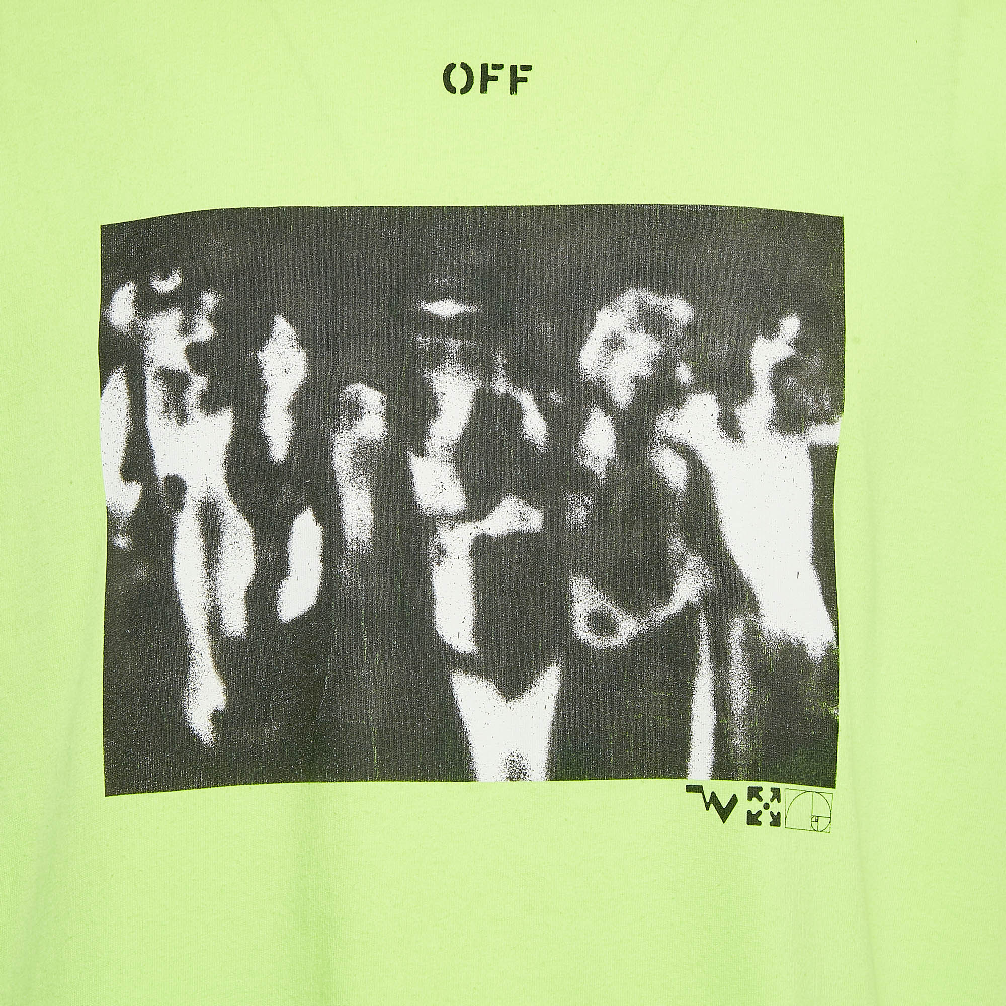 Off-White Neon Yellow Spray Paint Print Cotton Oversized T-Shirt XS