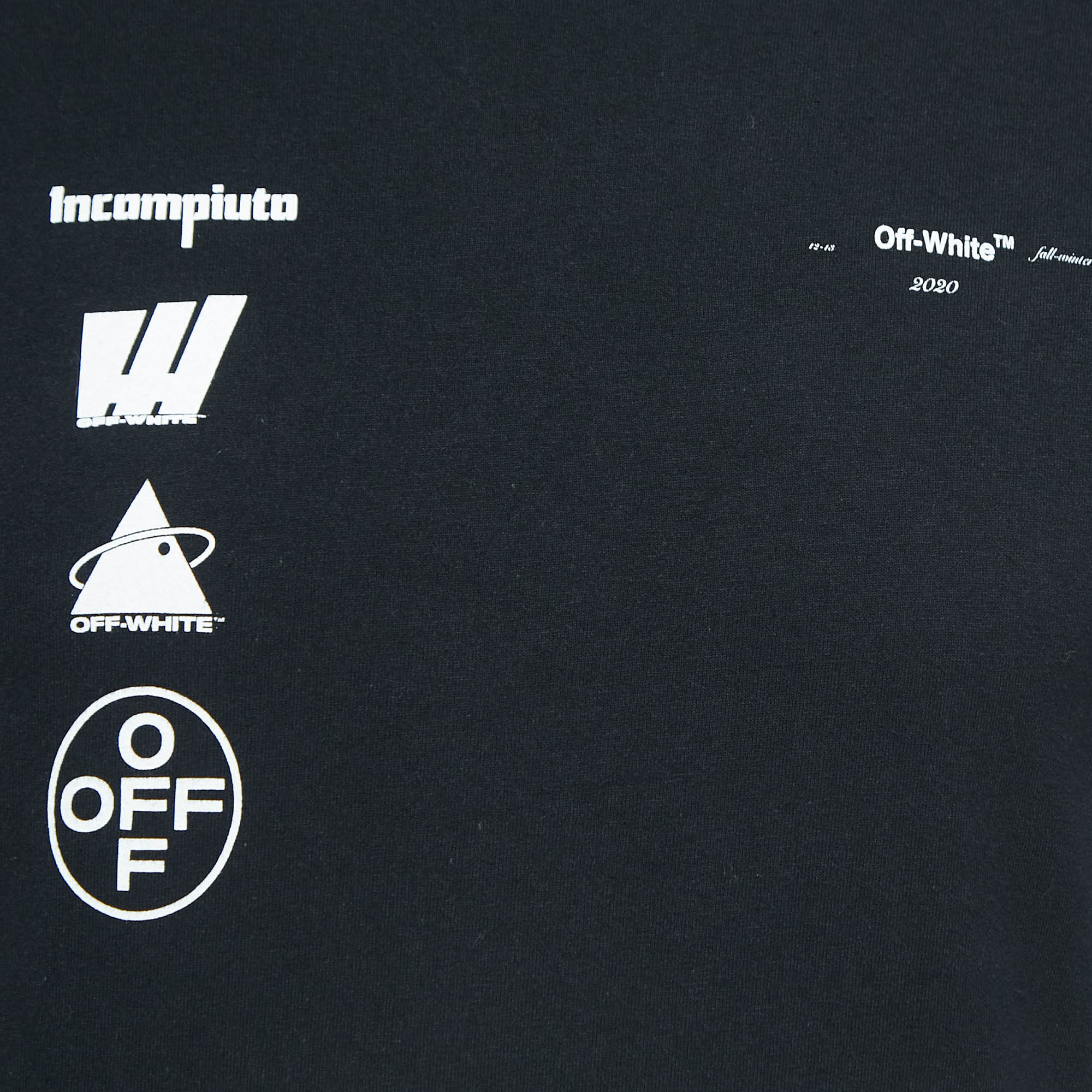 Off-White Black Graphic Logo Print Cotton Half Sleeve T-Shirt S
