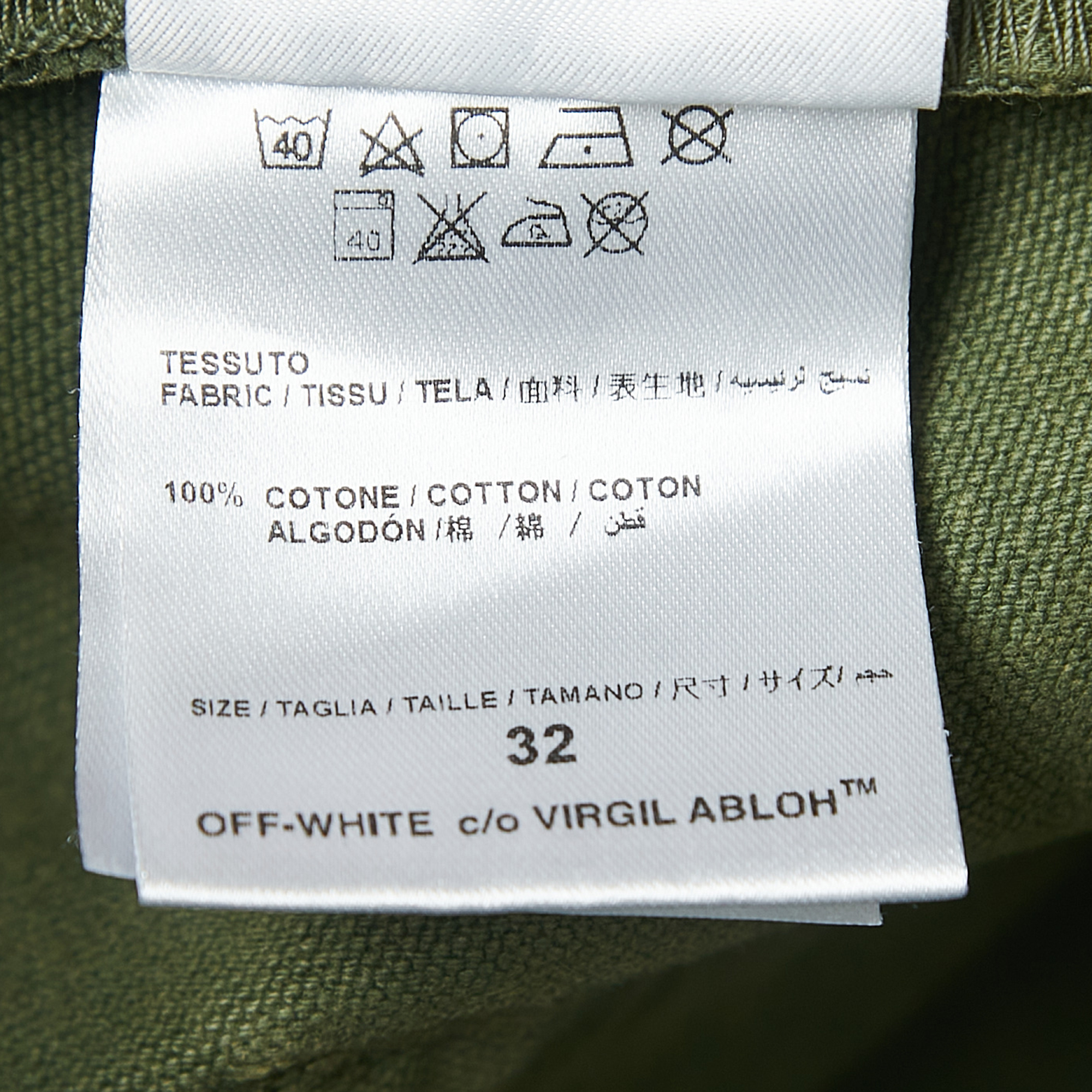 Off-White Military Green Distressed Denim Jeans M Waist 32