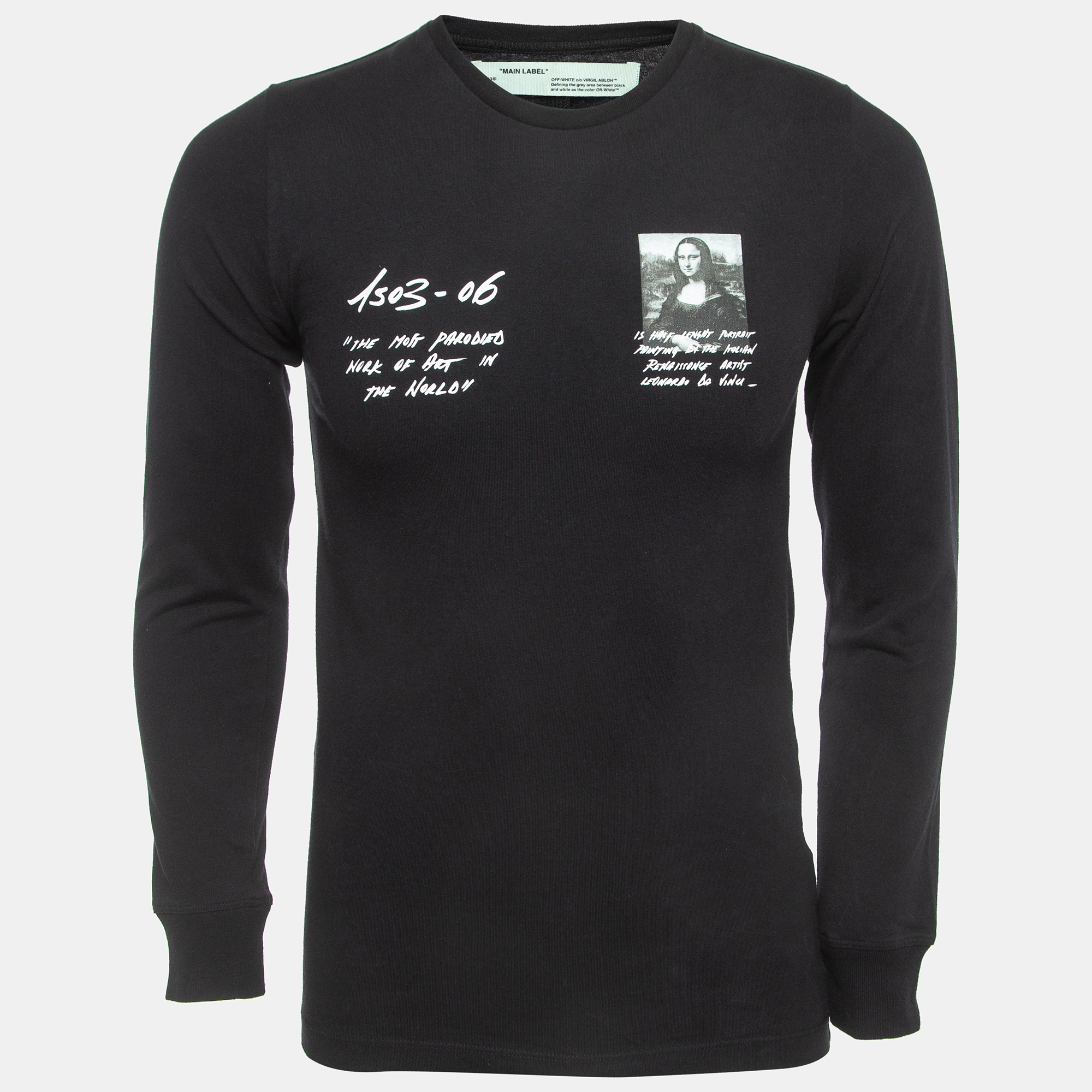 Off-White Black Monalisa Print Cotton Long Sleeve T-Shirt XS