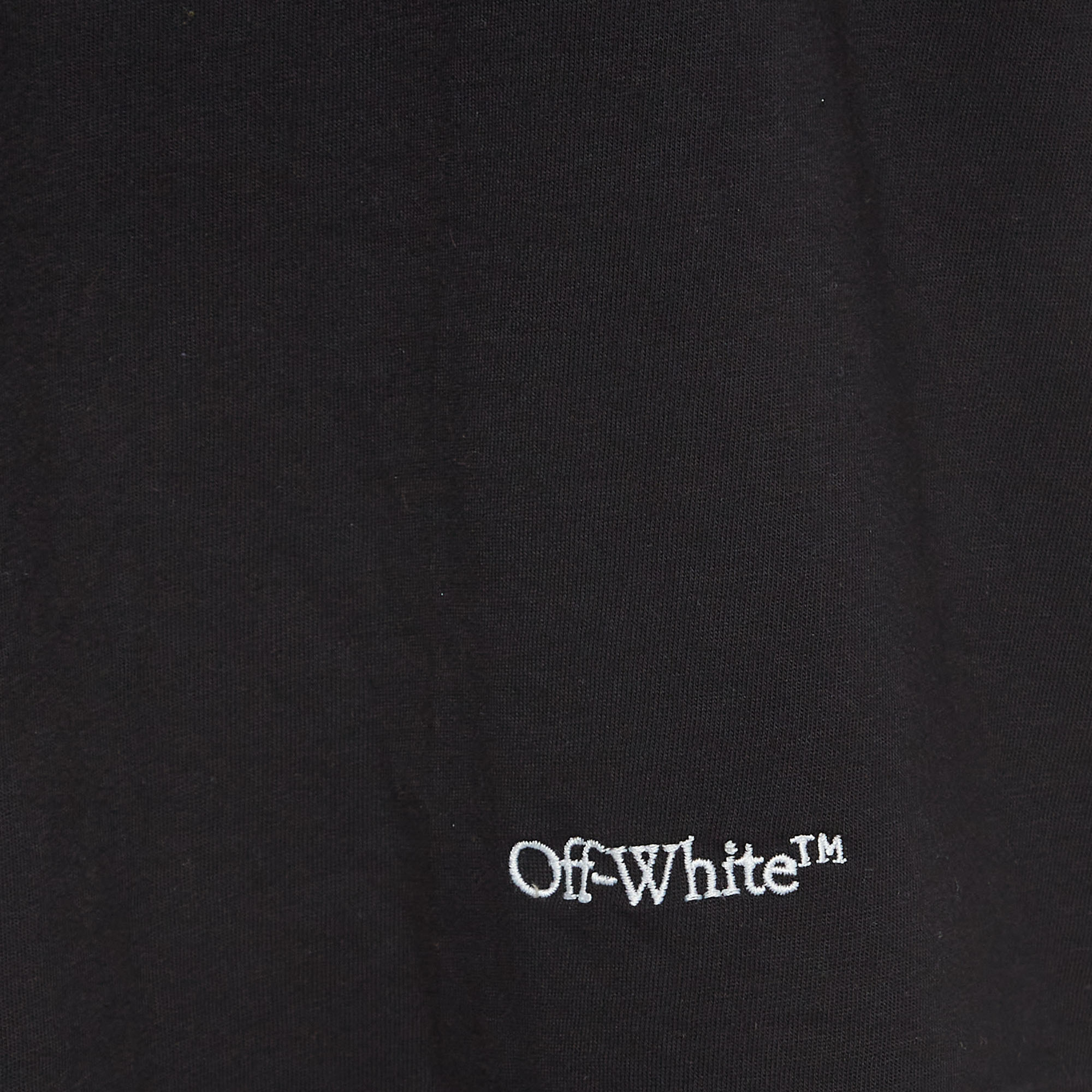 Off-White Black Embroidered Cotton Crew Neck T-Shirt XS
