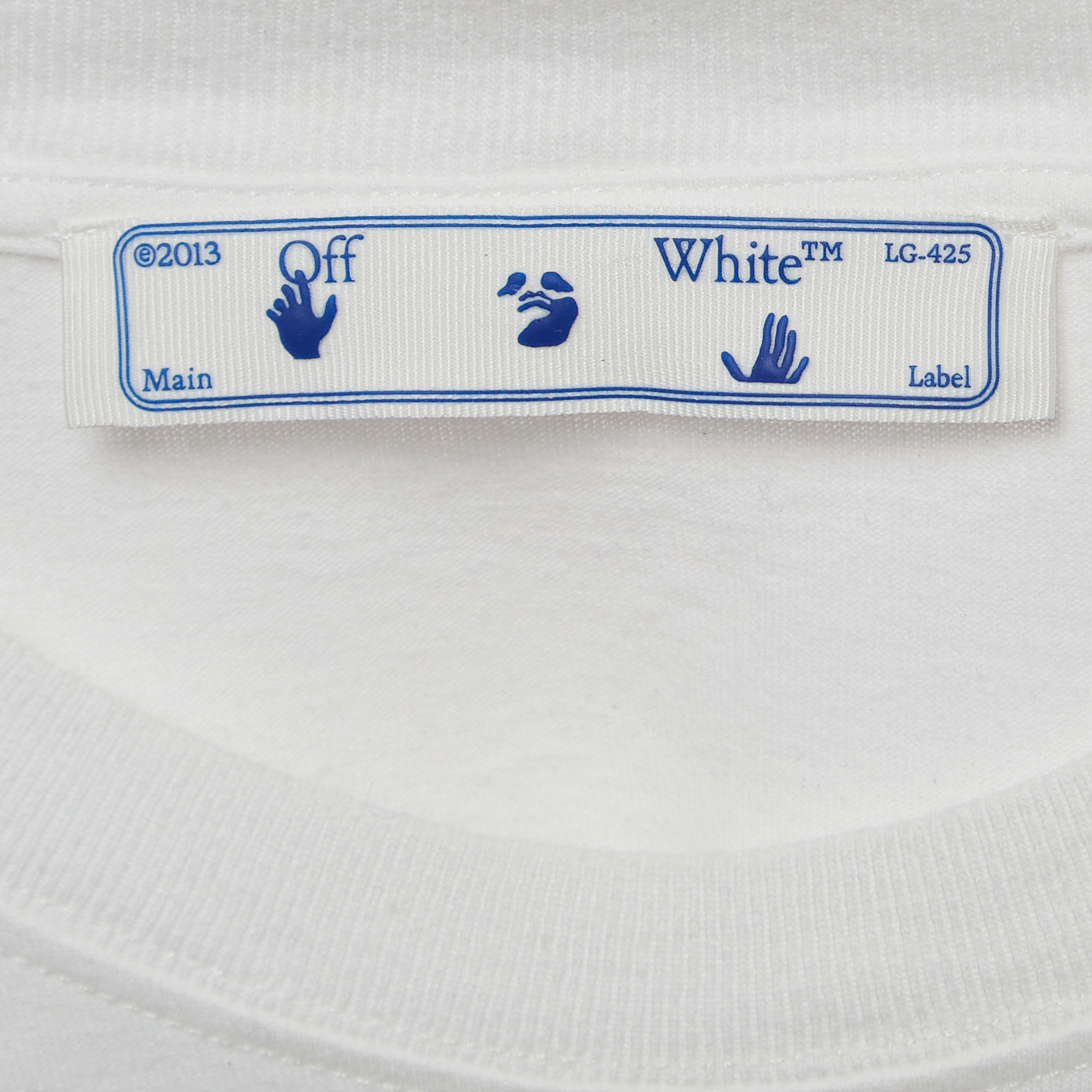 Off-White White Graphic Logo Print Cotton Half Sleeve T-Shirt S