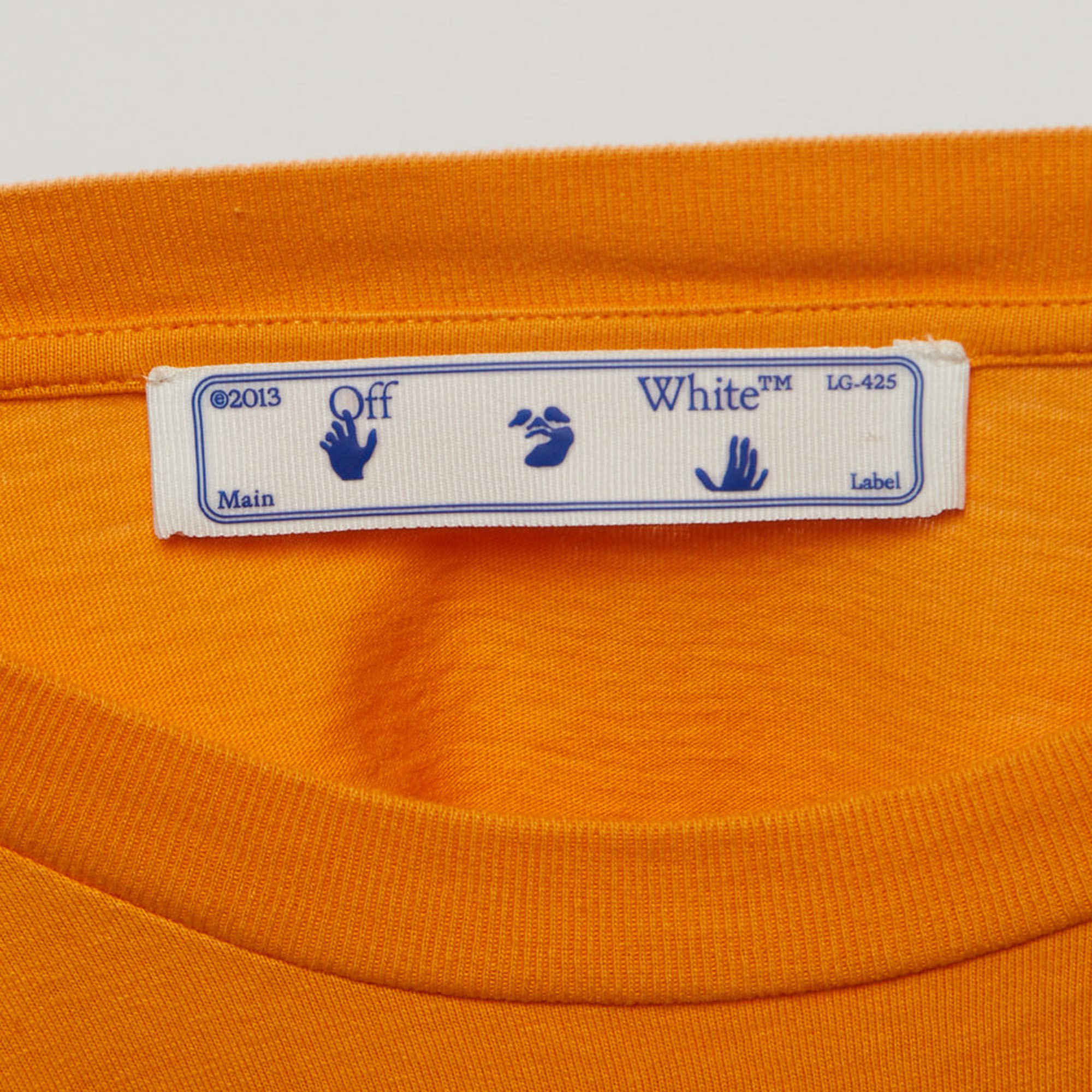 Off-White Dark Yellow Logo Print Cotton Half Sleeve T-Shirt L