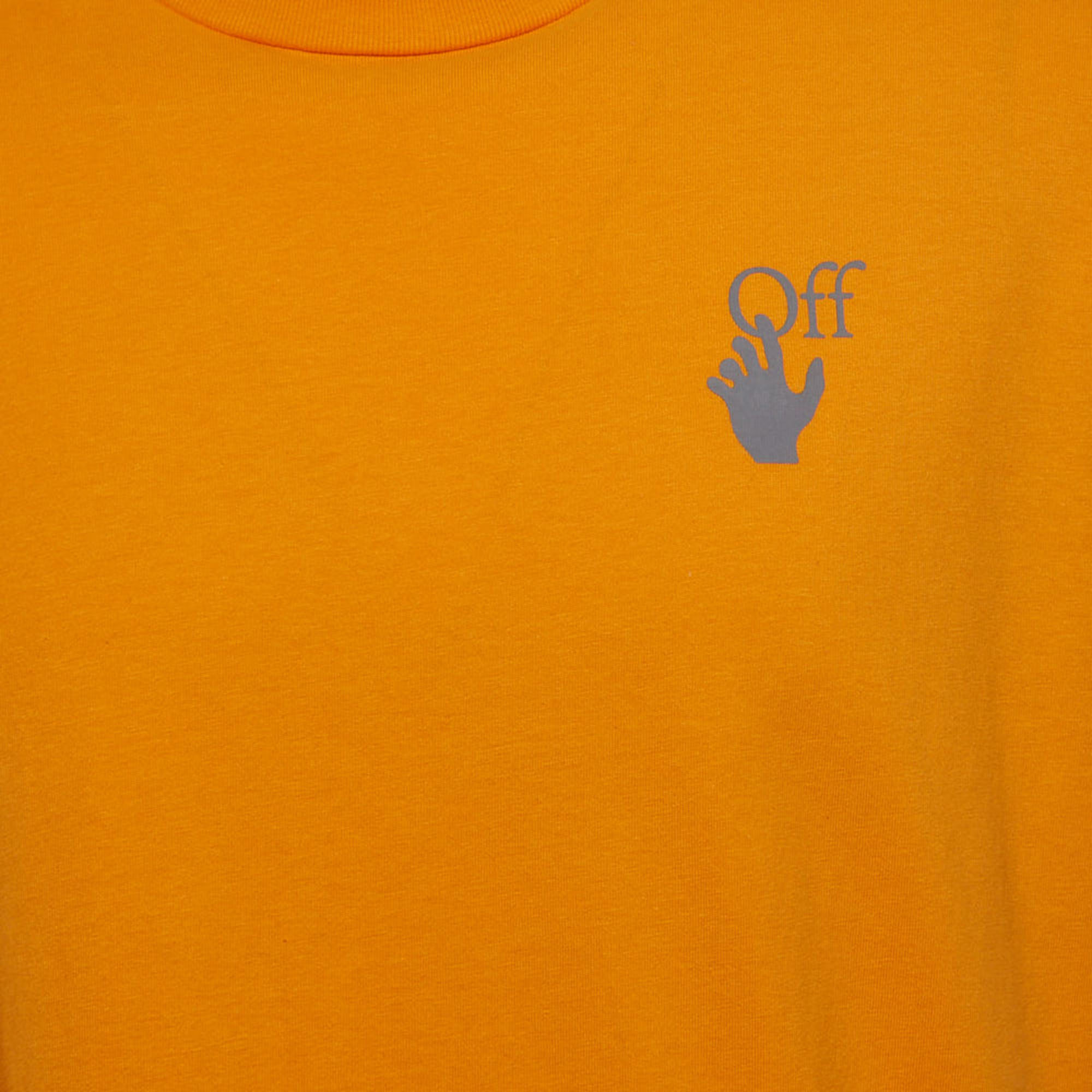 Off-White Dark Yellow Logo Print Cotton Half Sleeve T-Shirt L