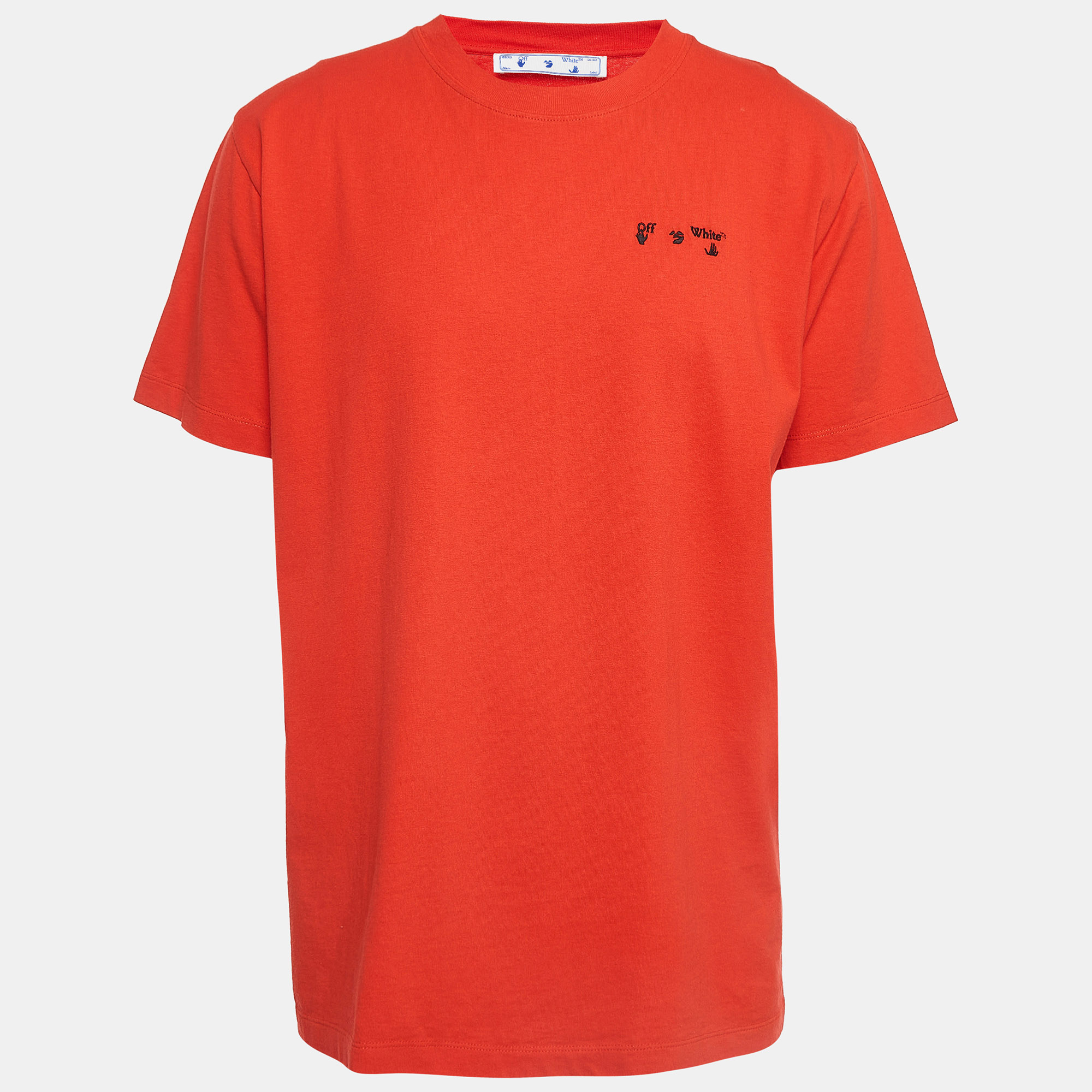 Off-white red logo embroidered cotton t-shirt xl