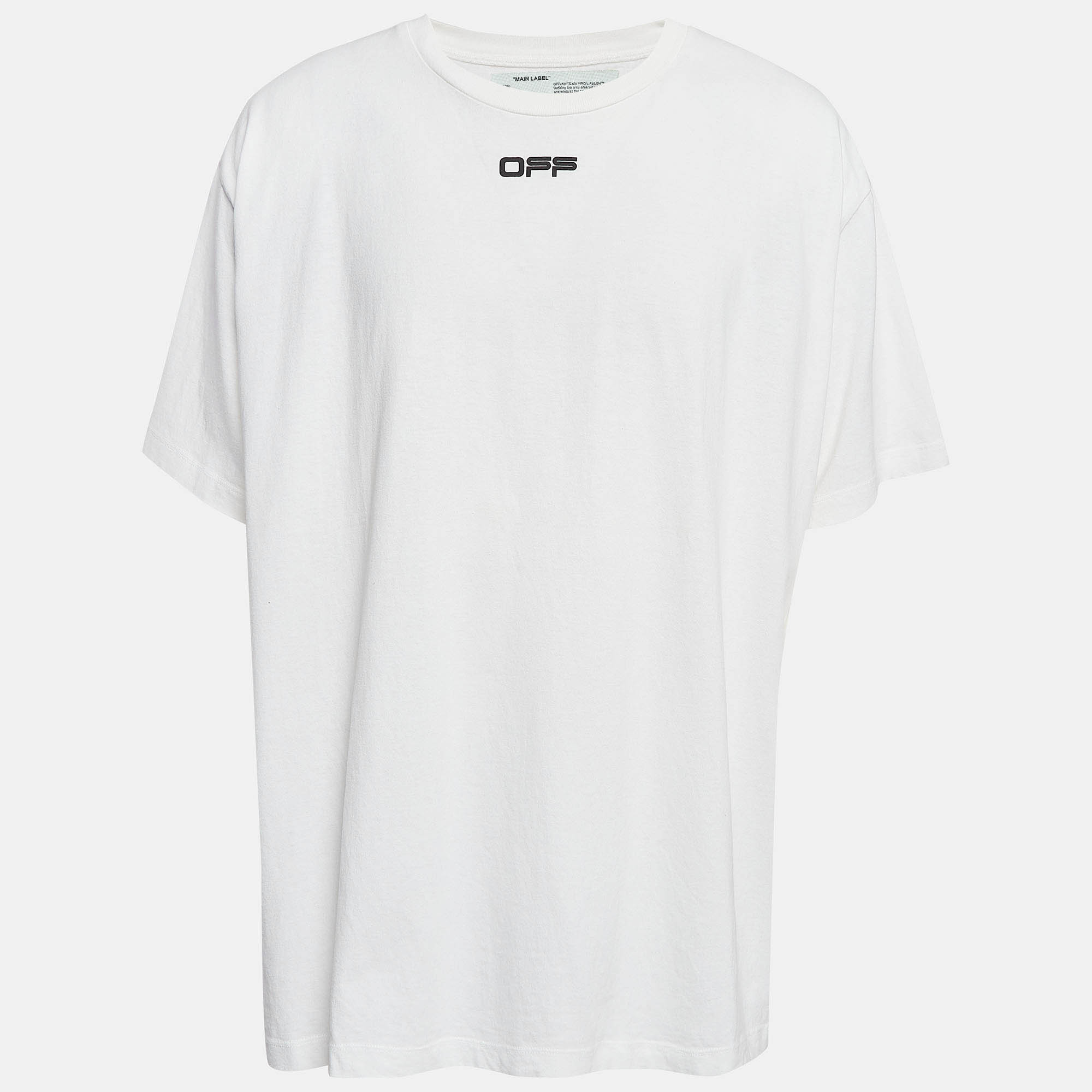 Off-white white airport tape print cotton oversized t-shirt xl