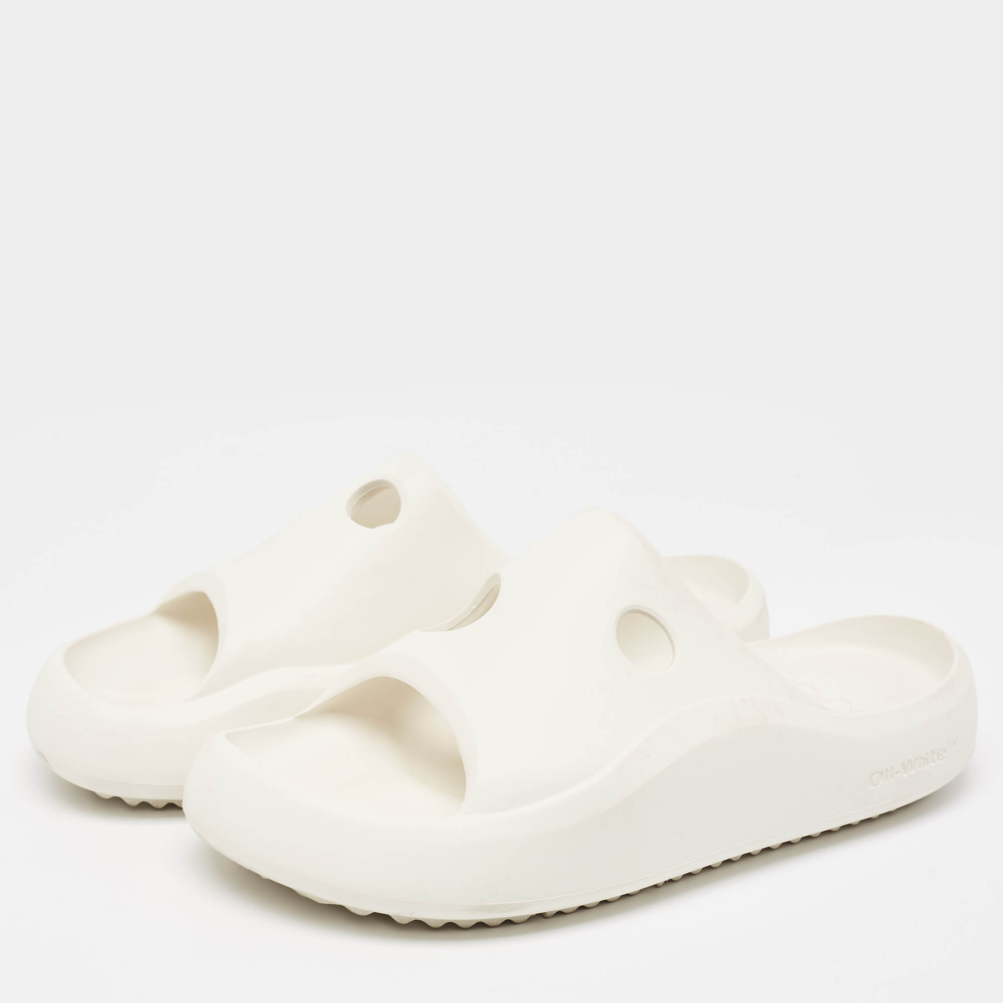 Off-White White Rubber Meteor Pool Slides Size 39