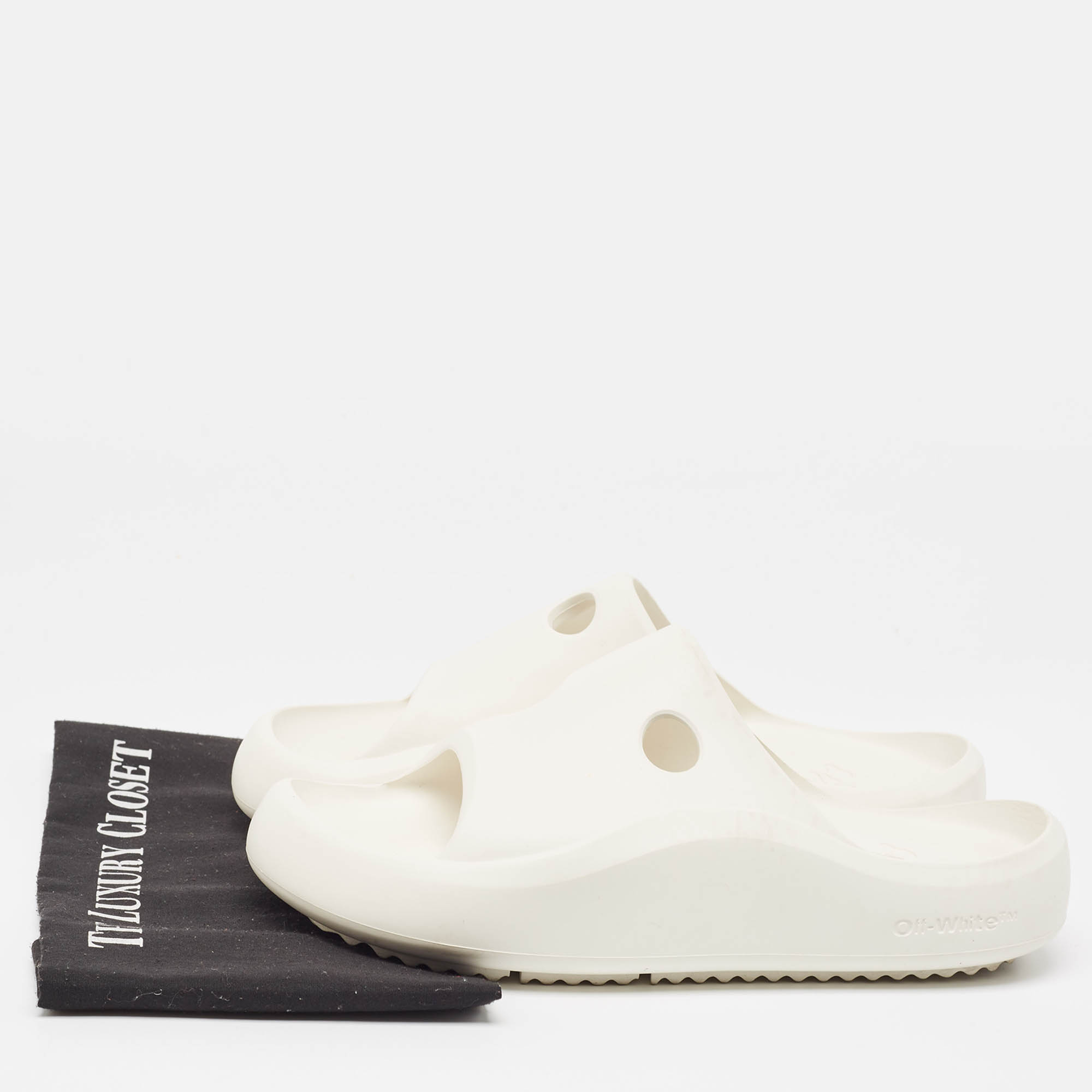 Off-White White Rubber Meteor Pool Slides Size 39